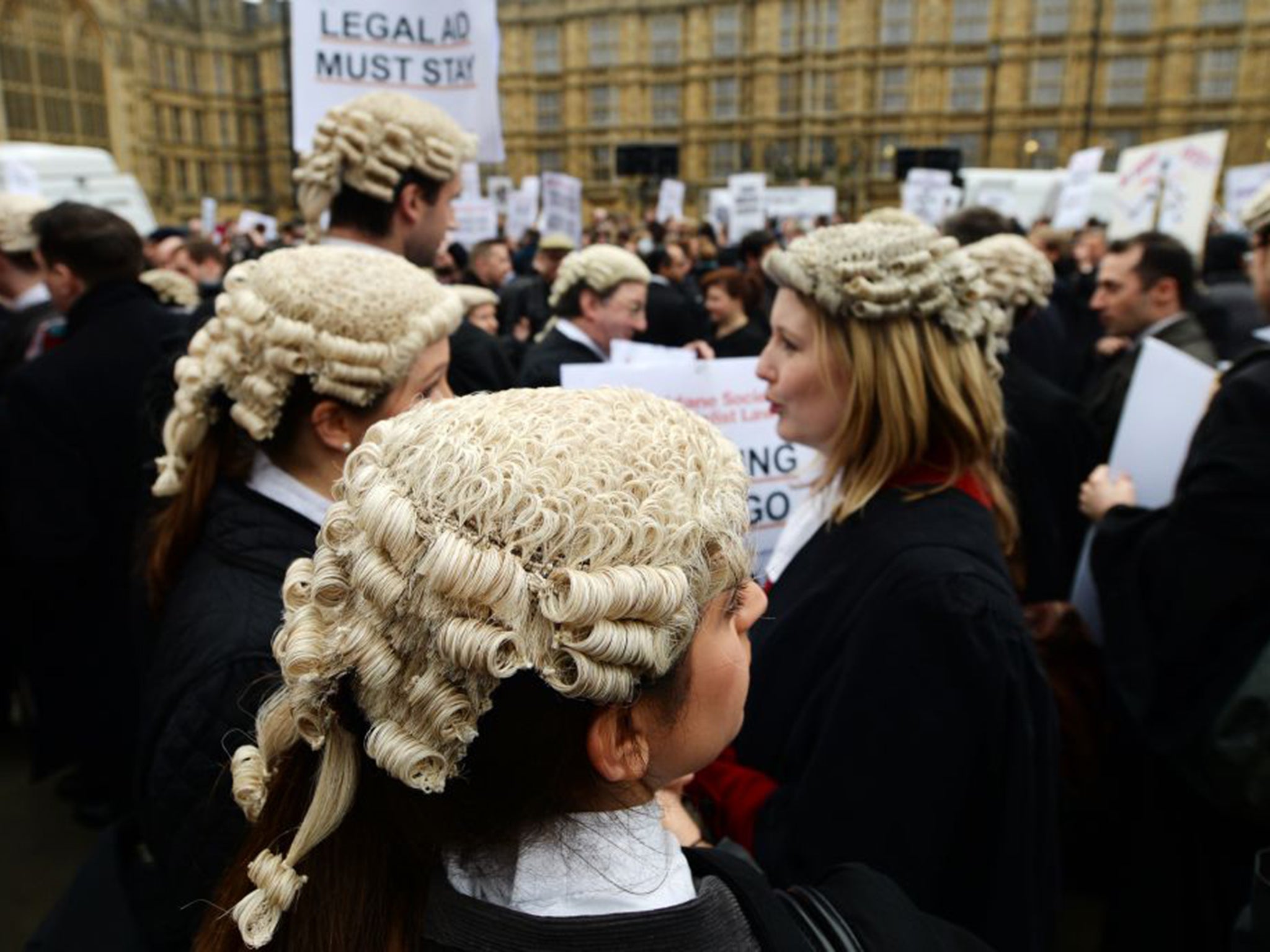 Lawyers march protest against cuts to legal aid, in Westminster, last March