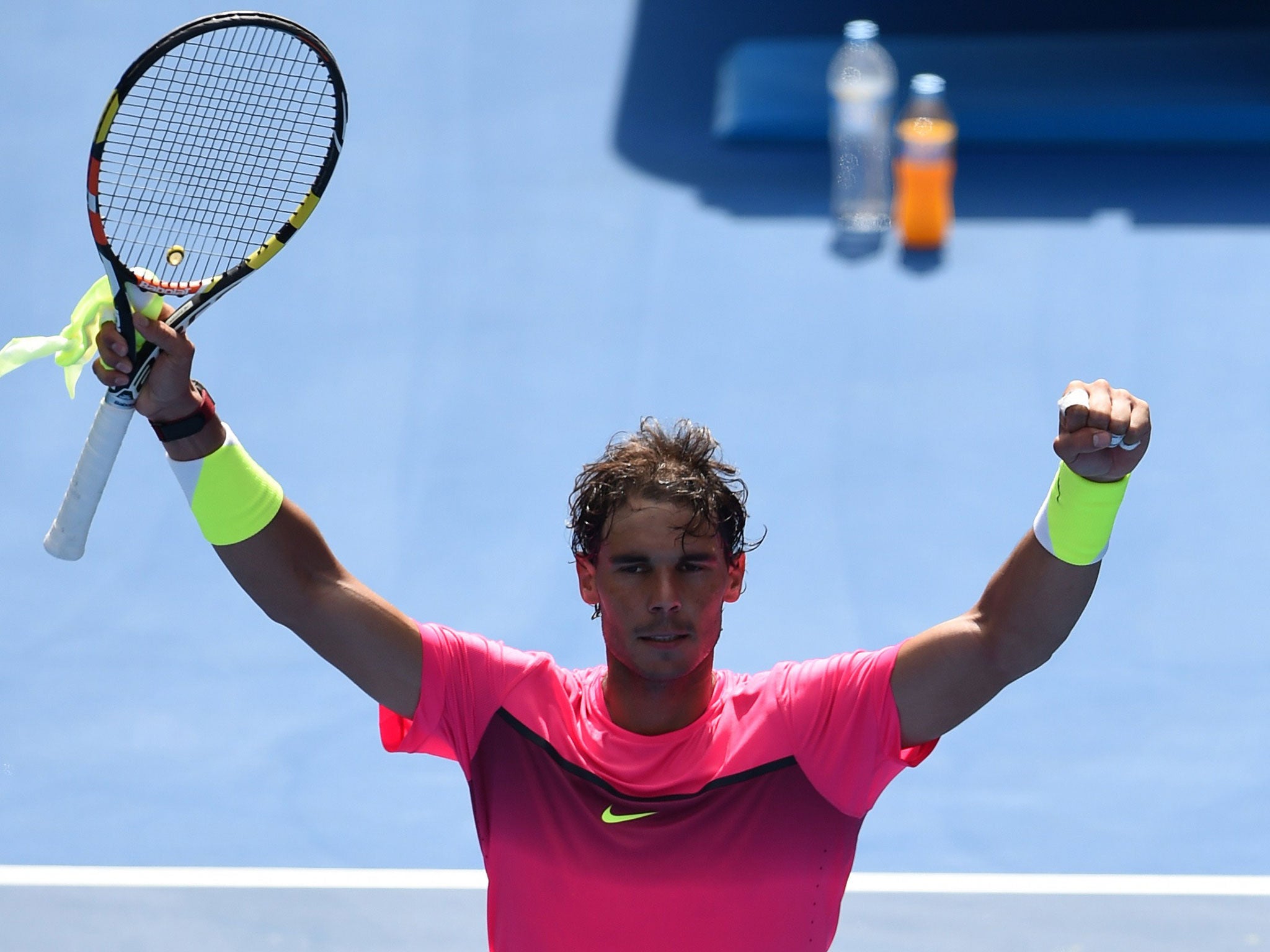 Nadal celebrates after his first round victory