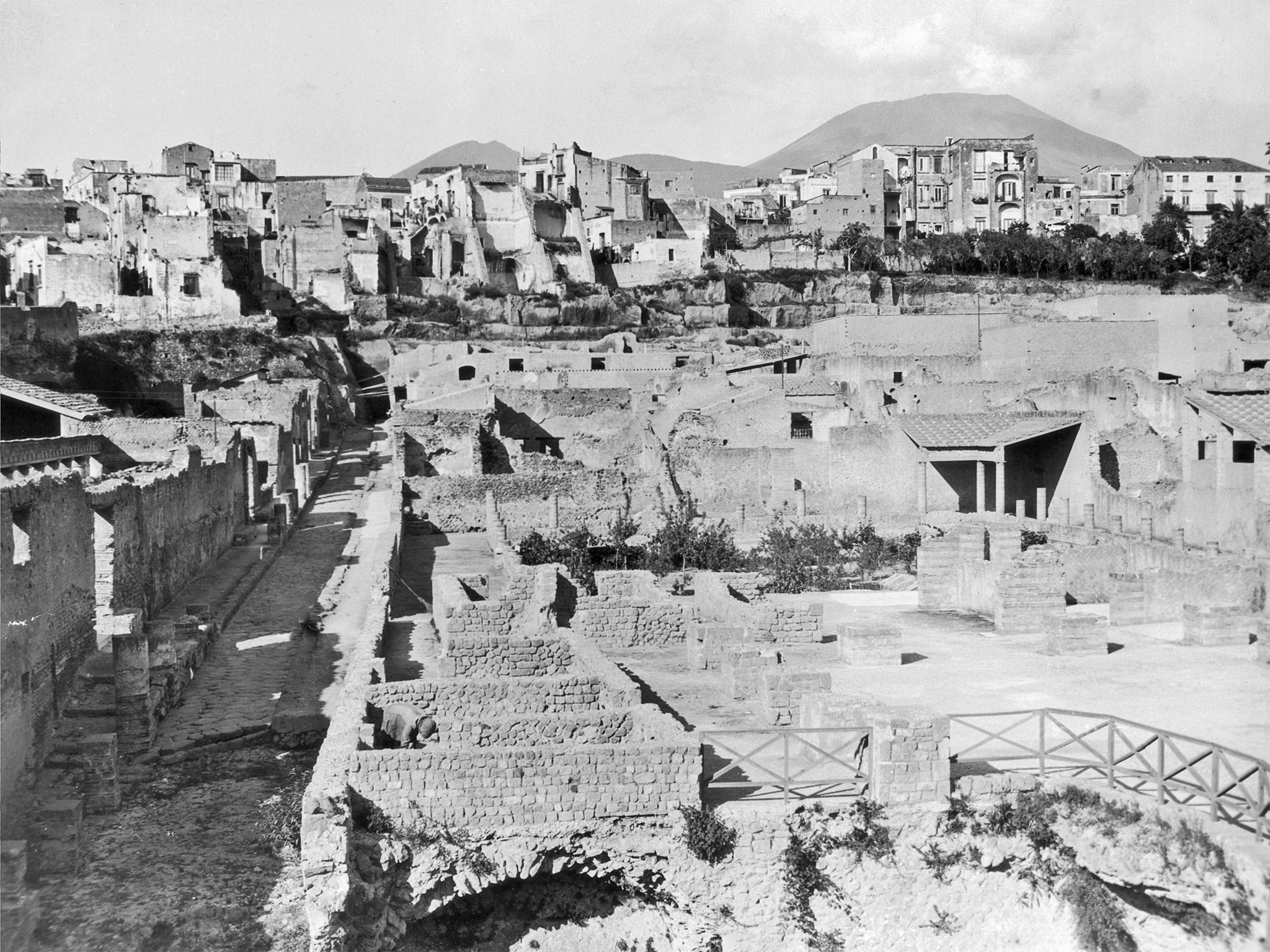 The ancient Roman city of Herculaneum, circa 1930, which was destroyed, along with Pompeii, by the eruption of Mount Vesuvius in AD 79 (Getty)