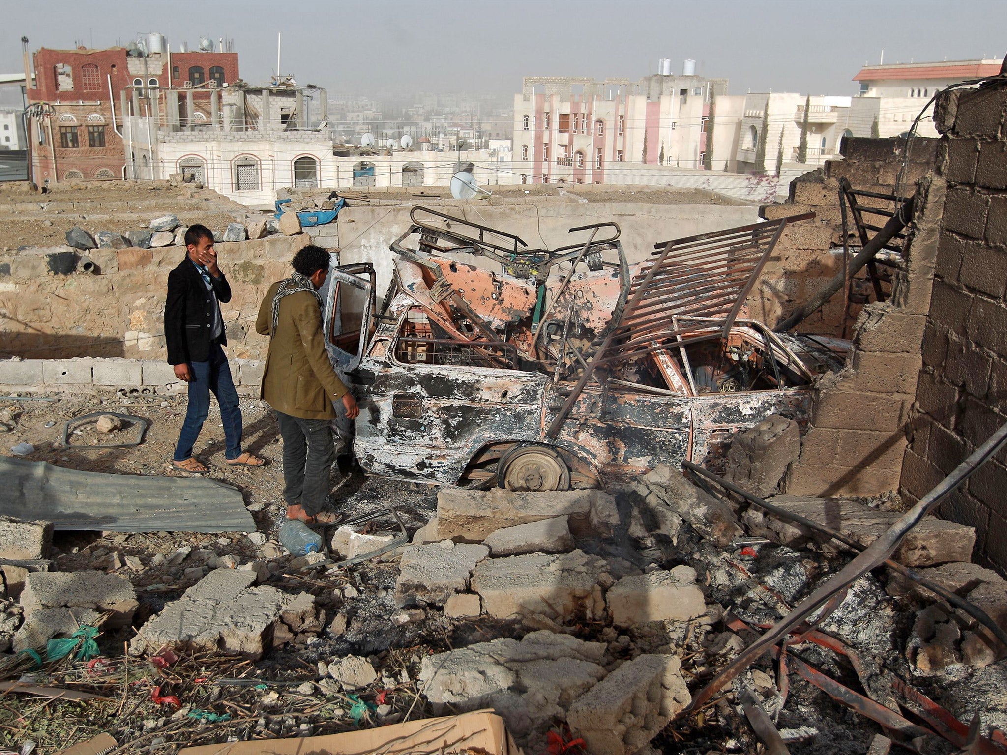 Debris near the presidential palace following the fighting in Sanaa