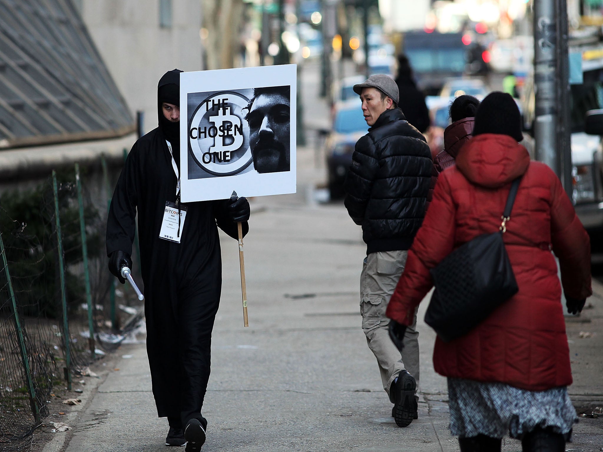 Protesters outside the trial of Ross Ulbricht, the alleged founder of Silk Road. An alleged employee of Silk Road 2.0 was arrested on Friday.