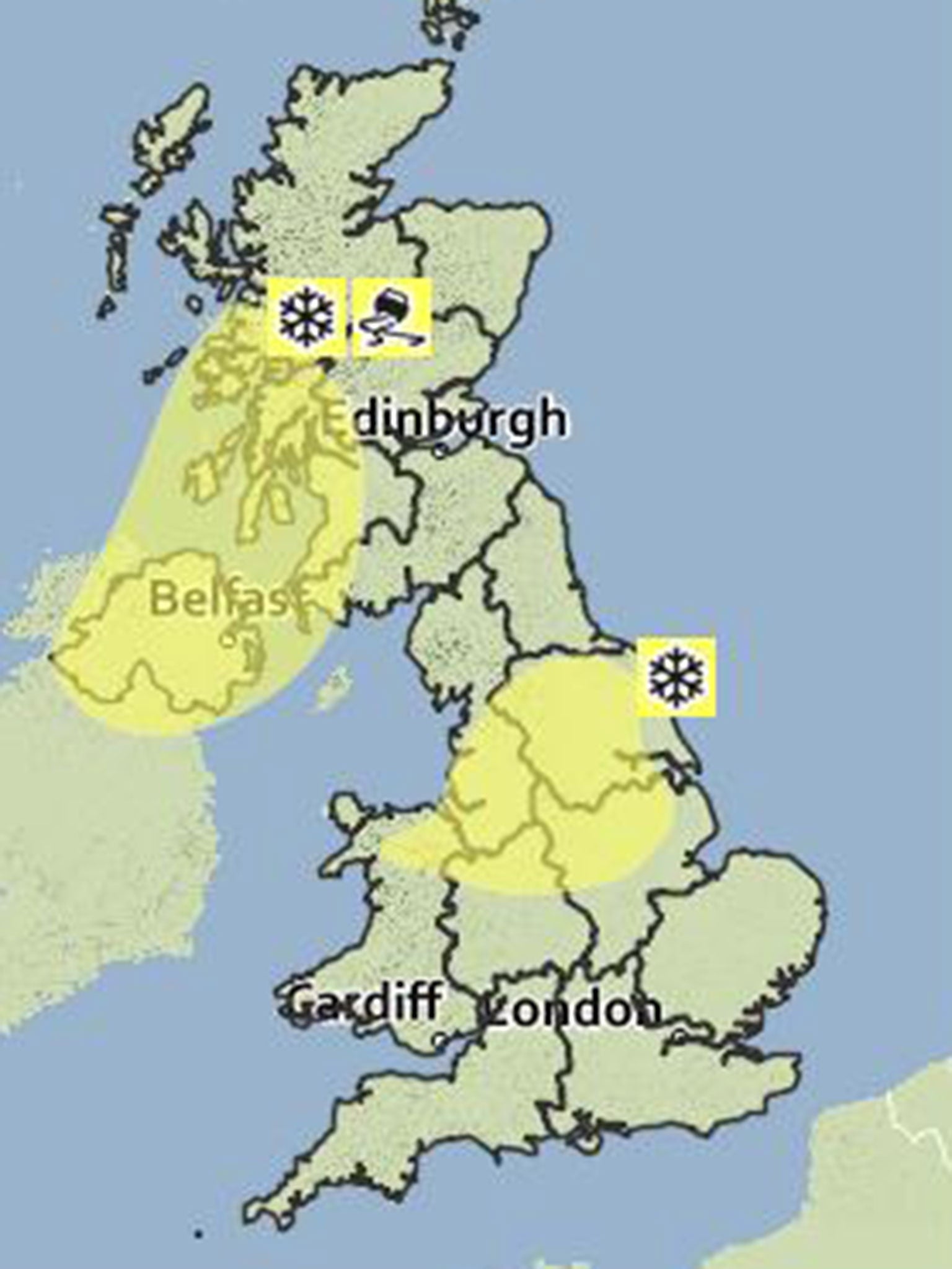 Weather warnings for snow and ice in place on Wednesday morning