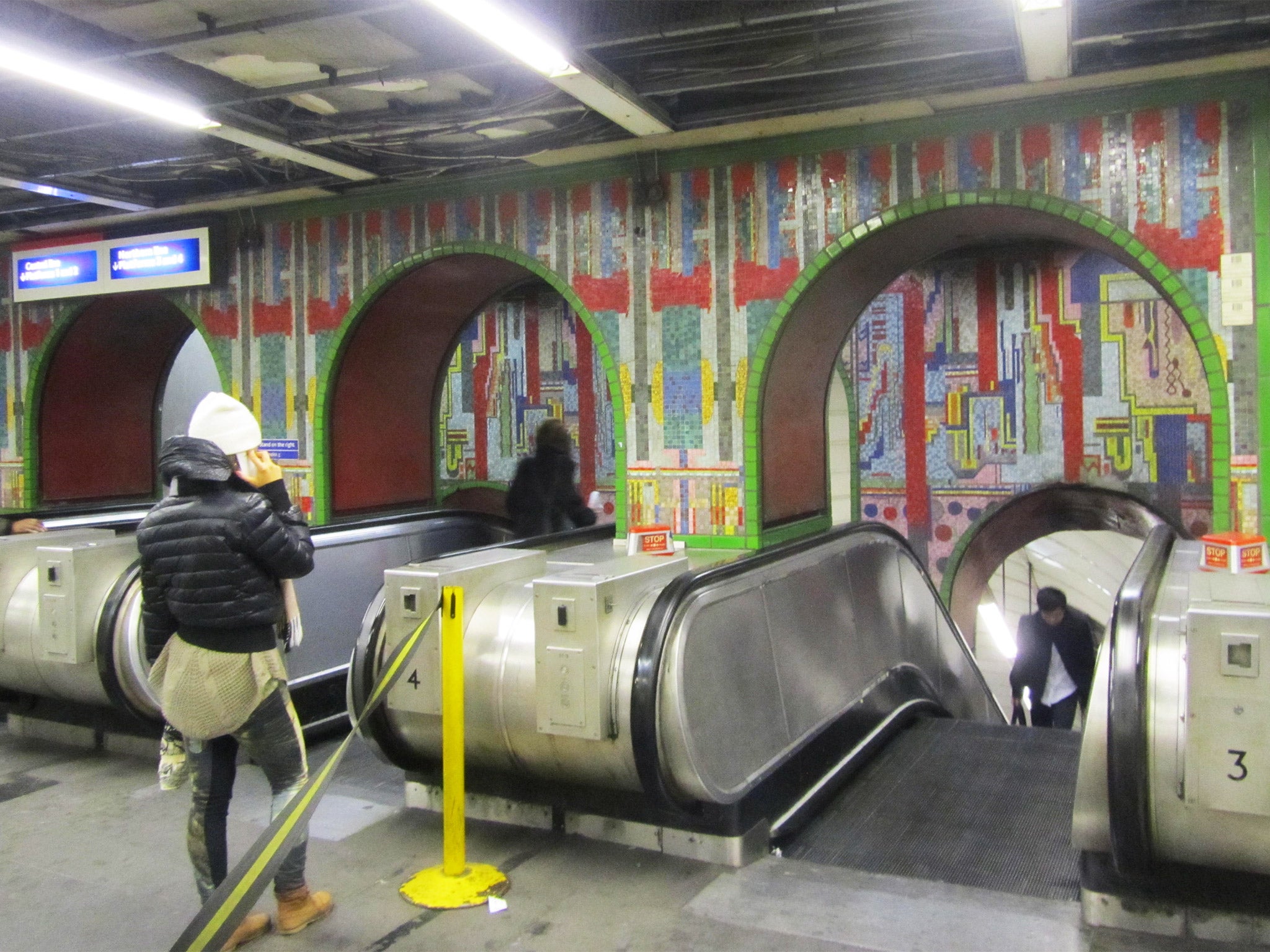 Paolozzi’s arch mosaics above the escalators at Tottenham Court Road station will be demolished as part of the overhaul