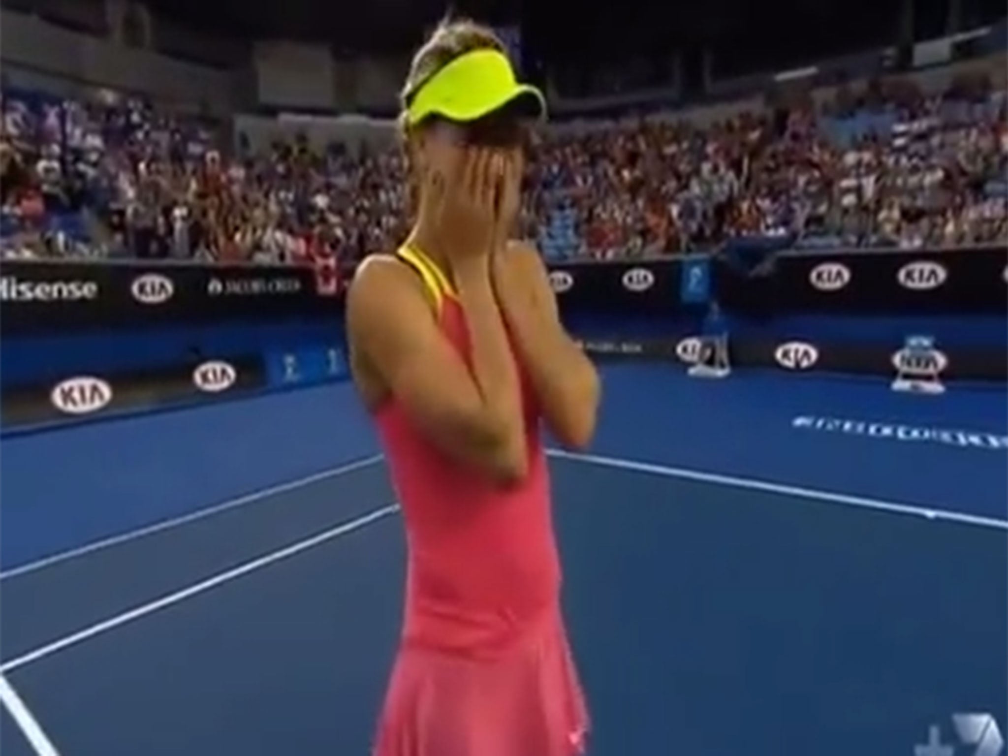 Bouchard obliged, then put her head in her hands