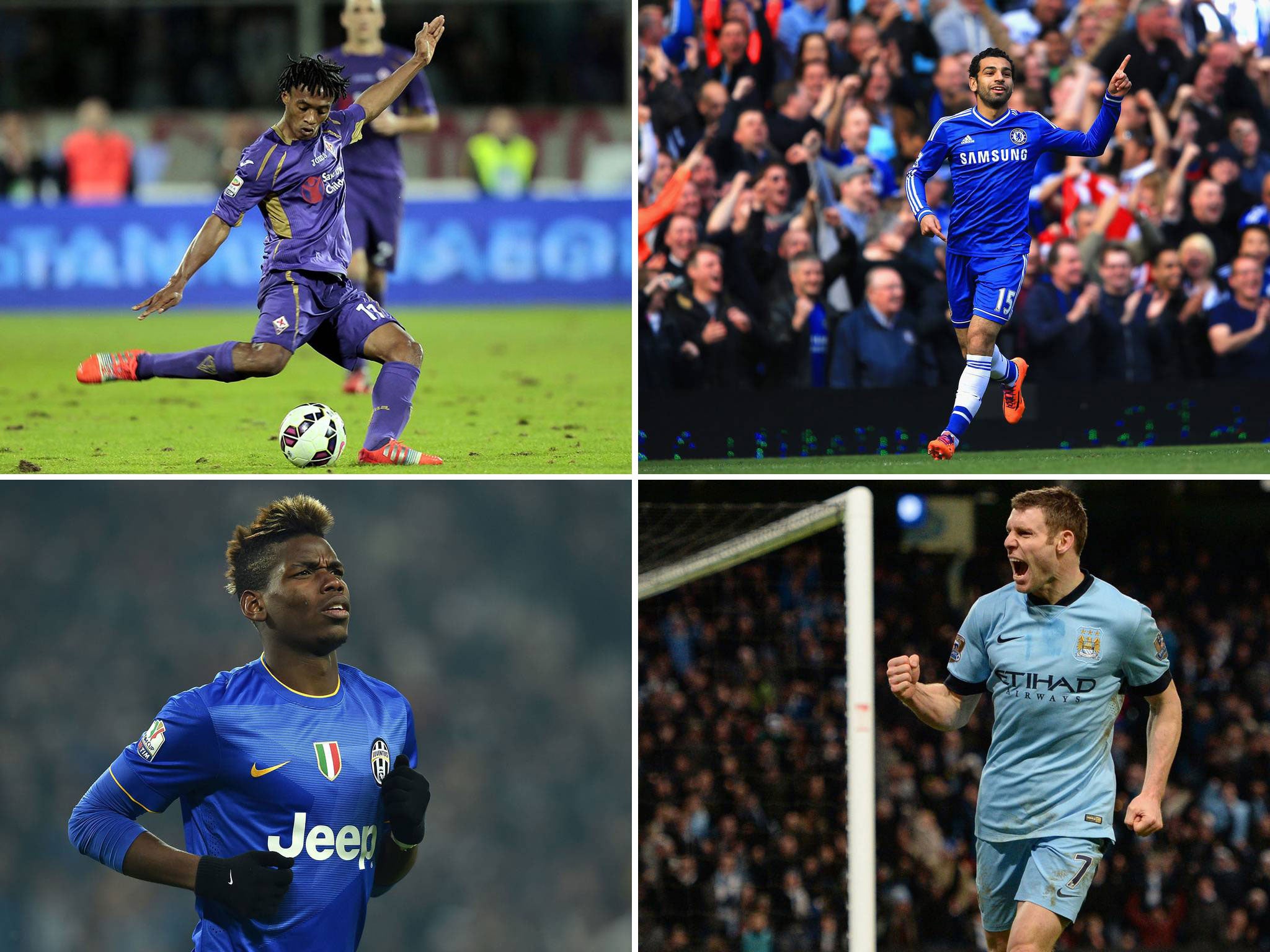 Juan Cuadrado, Mohamed Salah, Paul Pogba and James Milner