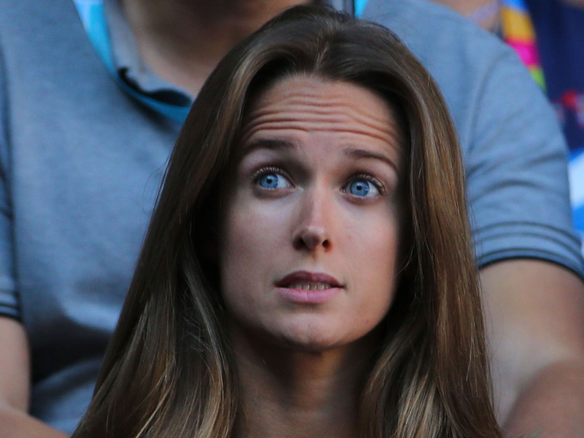 Kim Sears can barely watch on as Murray battles Sousa