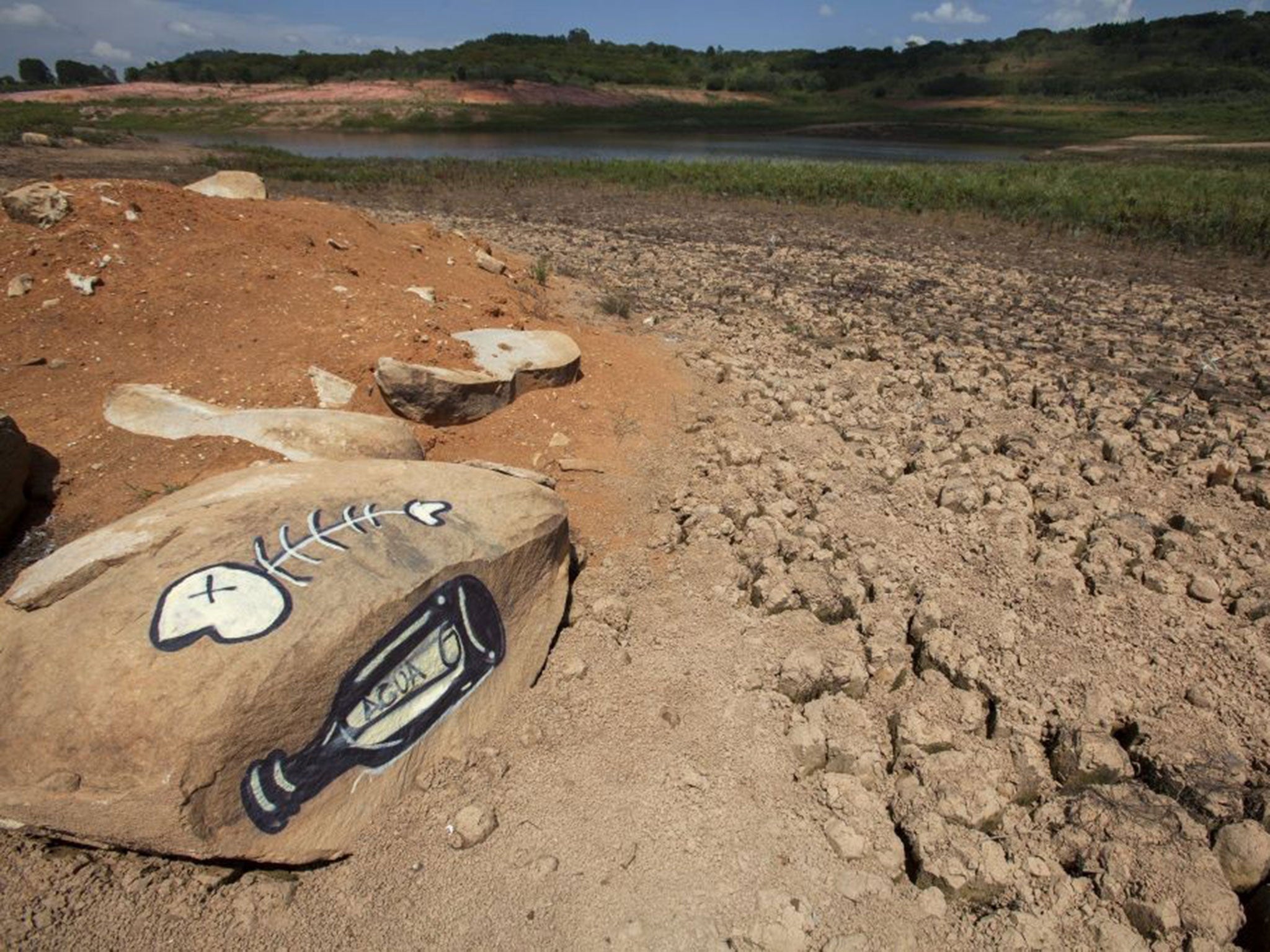 The Jaguari dam, part of the Cantareira System 84 km away from Sao Paulo, Brazil, on 15 January 2015