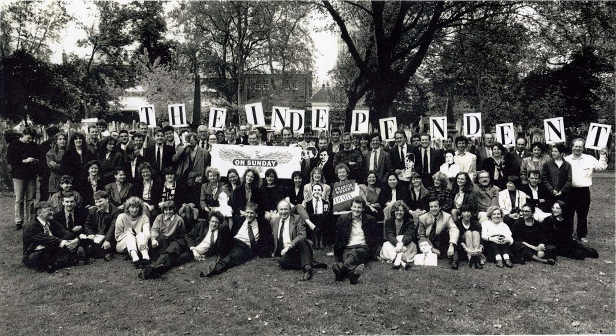 Staff assemble outside the old City Road offices in London