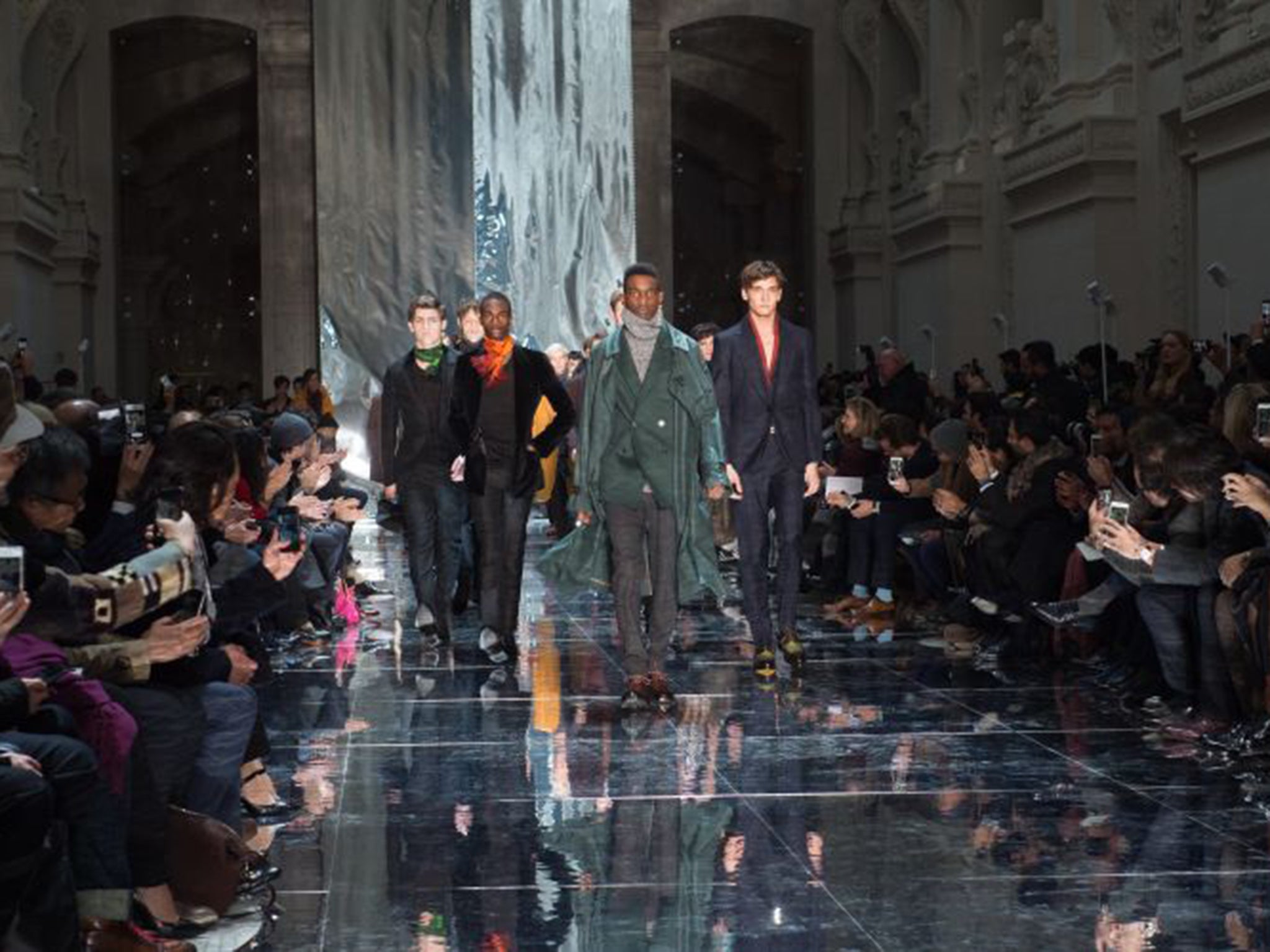 Models during Friday's Berluti show