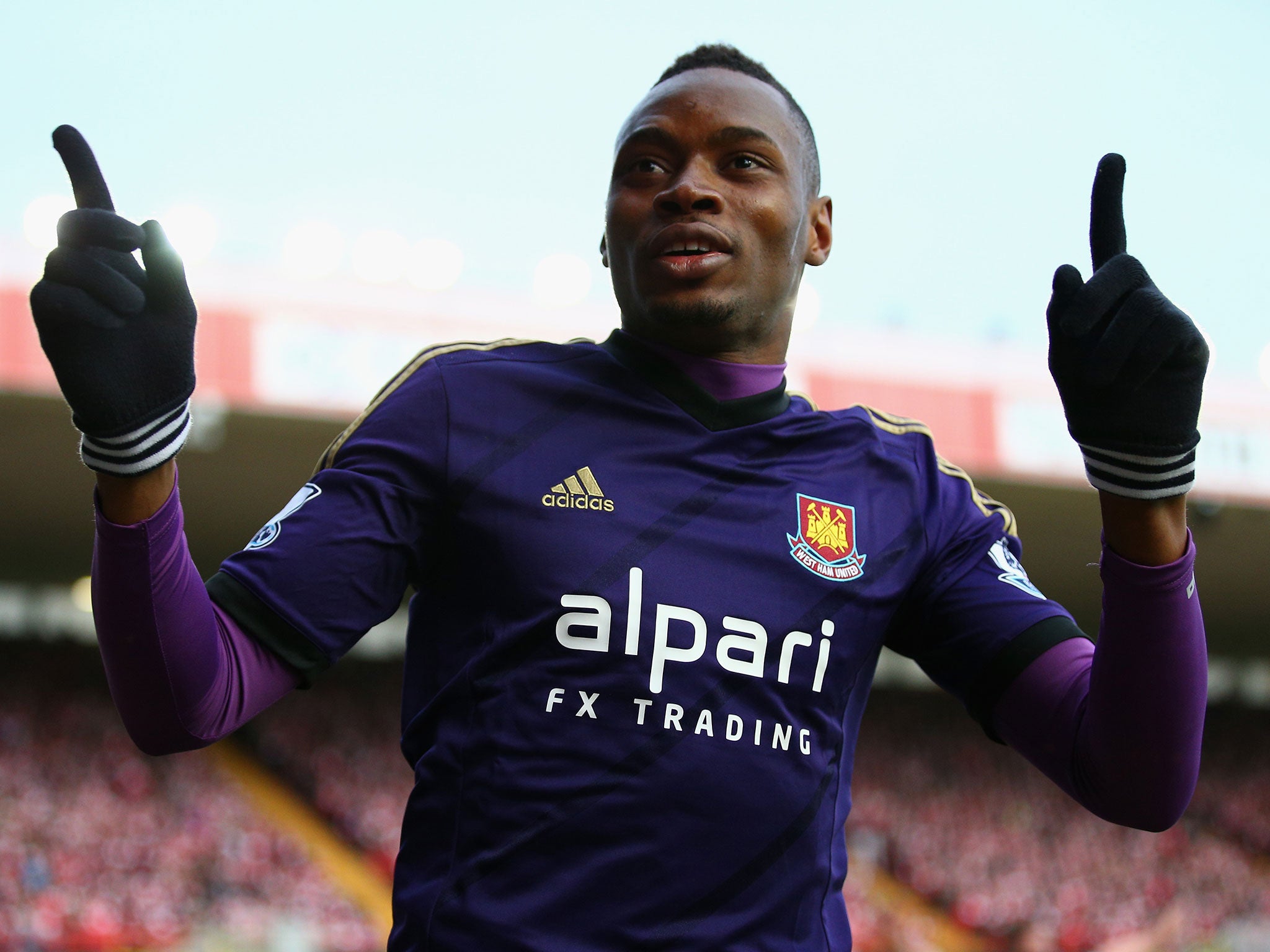 Diafra Sakho celebrates the winning goal