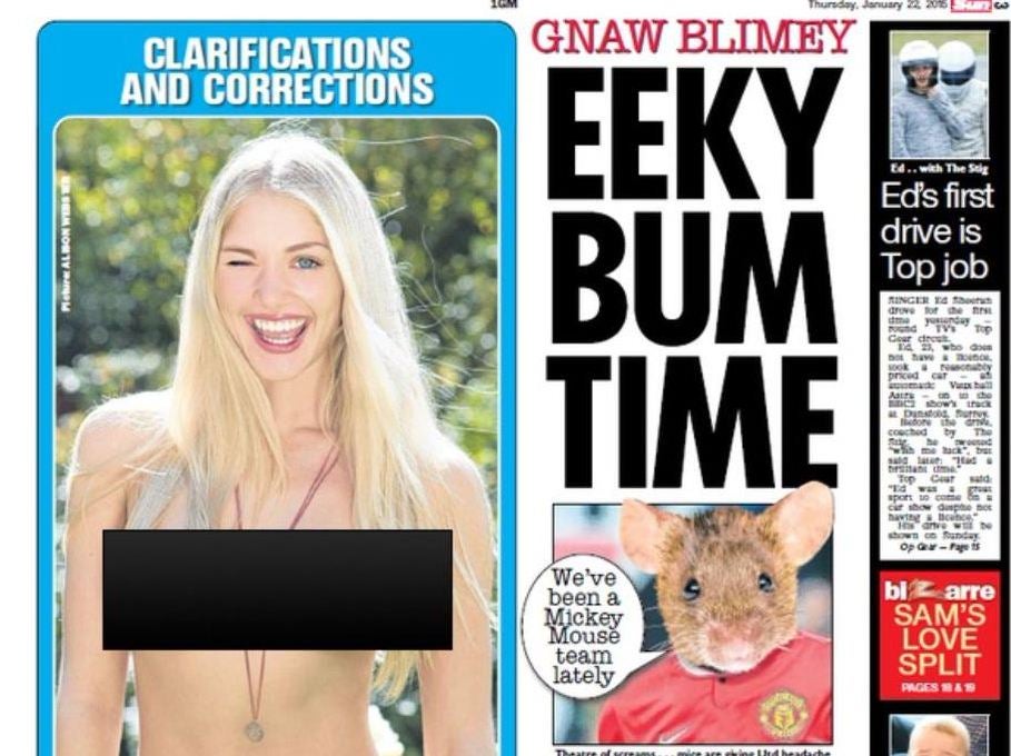 The Sun returned to its usual Page 3 content last week