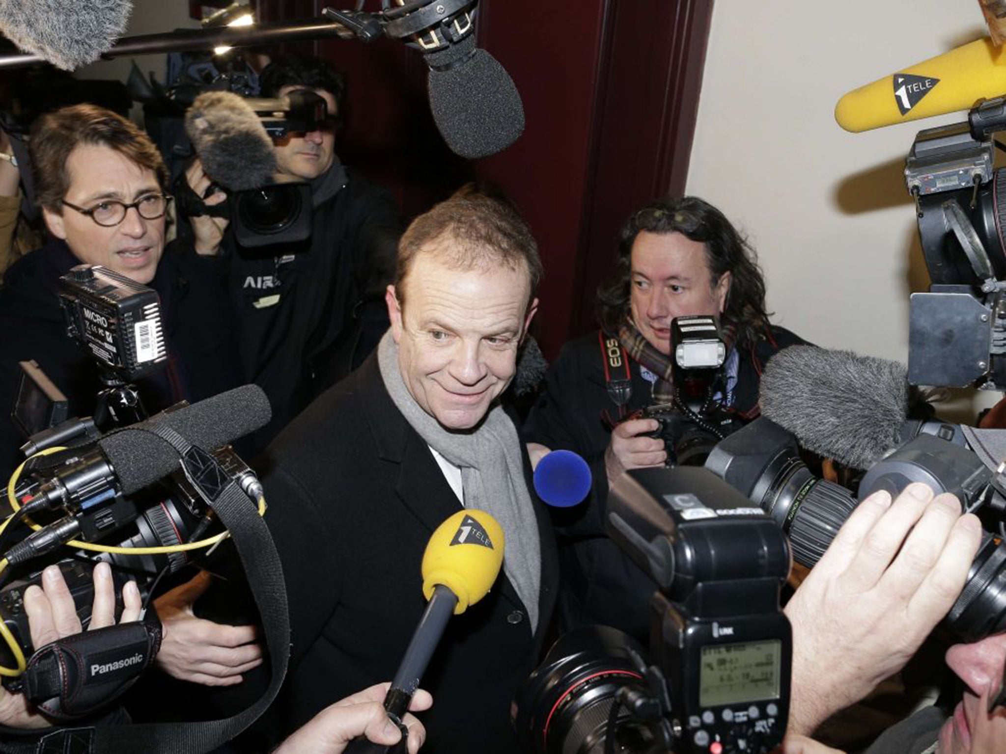 François-Marie Banier, a socialite and photographer who is the principal defendant, arrives at the trial in Bordeaux on Monday