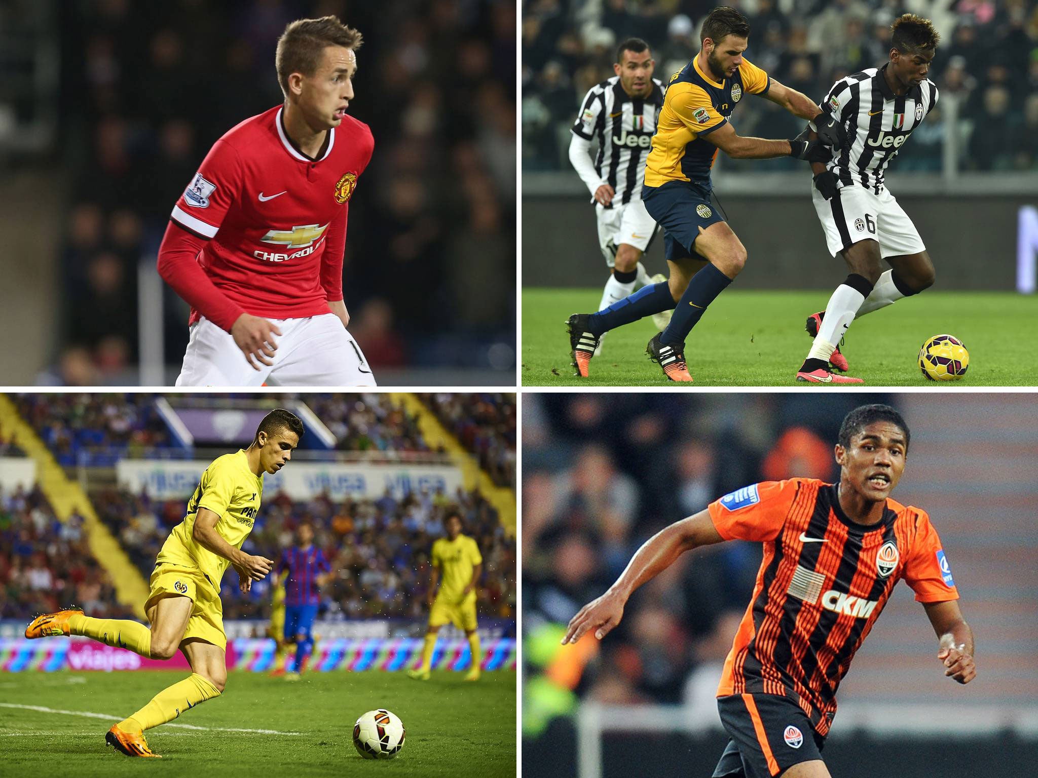 Adnan Januzaj, Paul Pogba, Gabriel Paulista and Douglas Costa