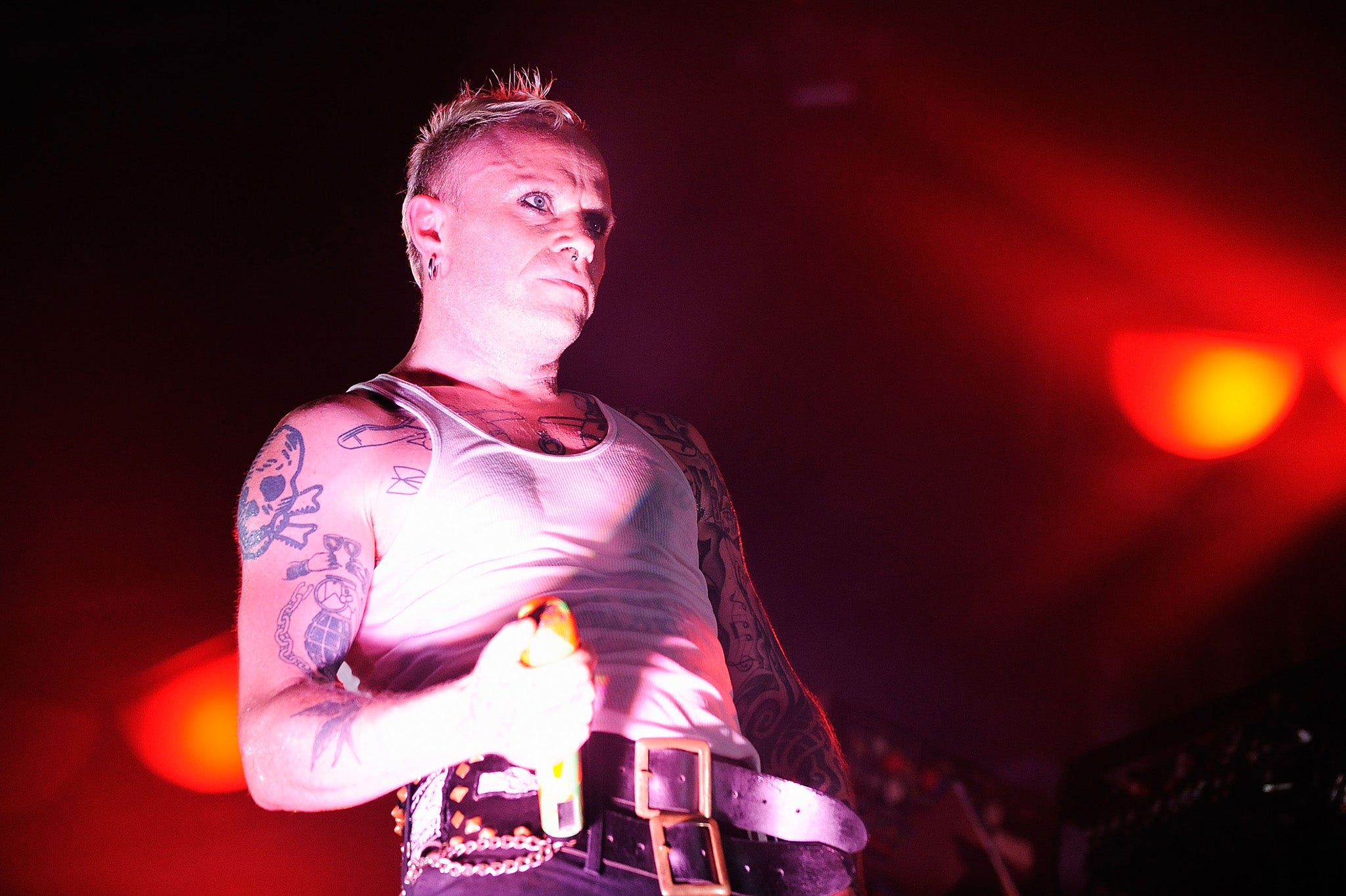 Keith Flint of the band The Prodigy performs on stage in Perth