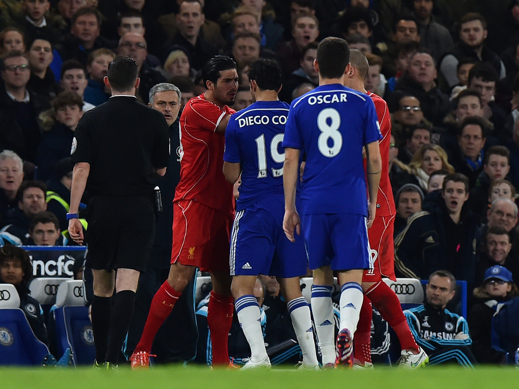 Emre Can reacts after the first incident