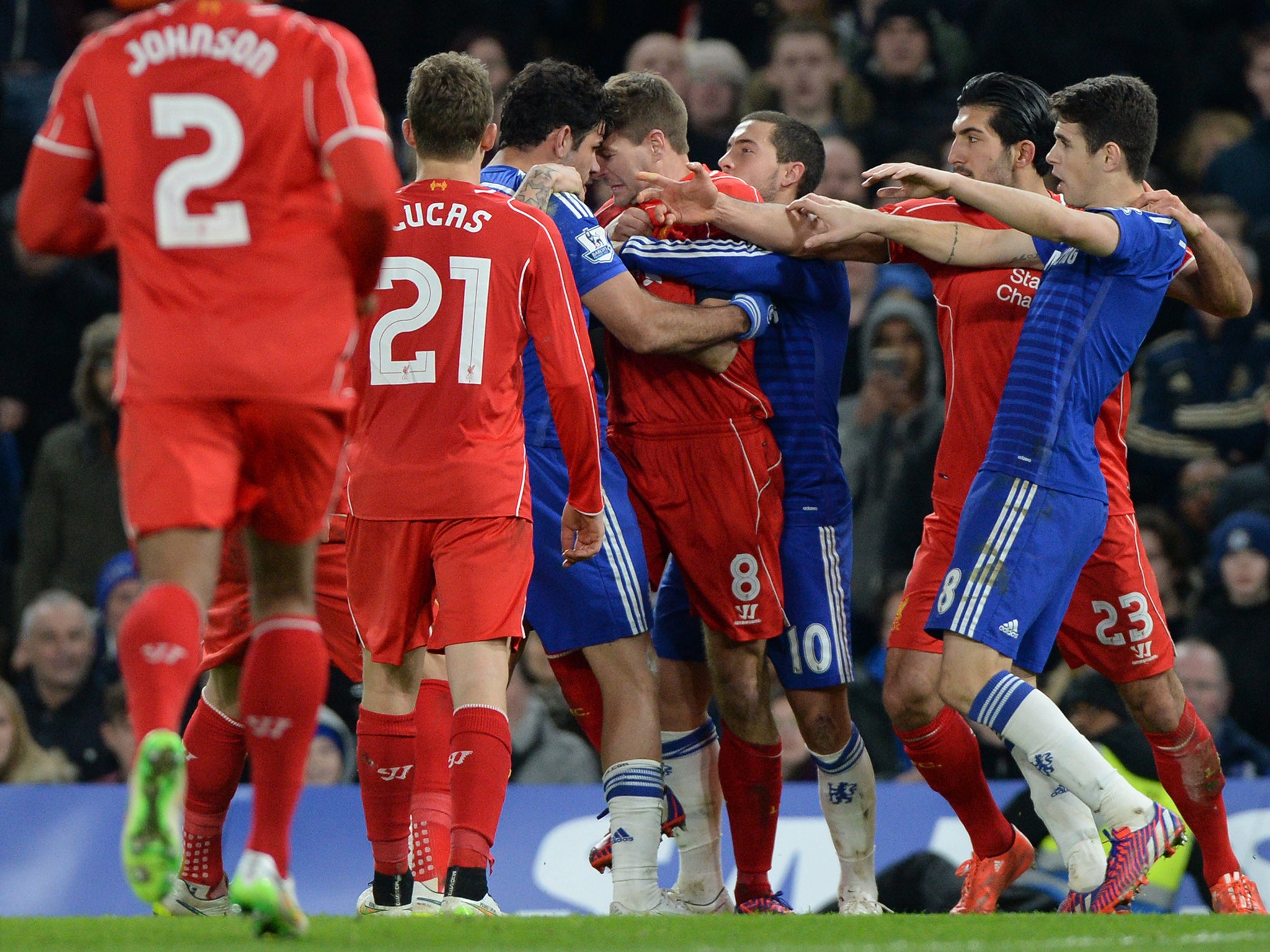 Costa and Gerrard square up after clasing in extra time