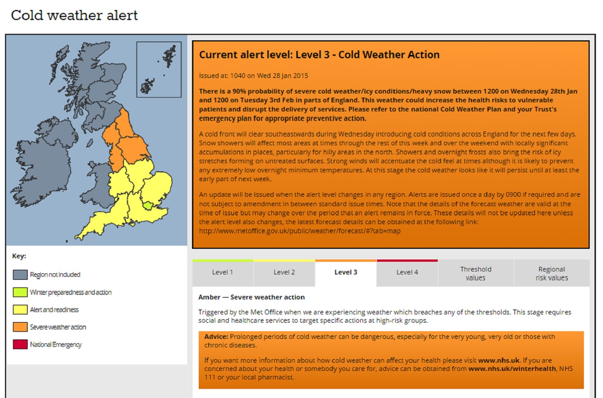 The weather warning increased to 'severe' today