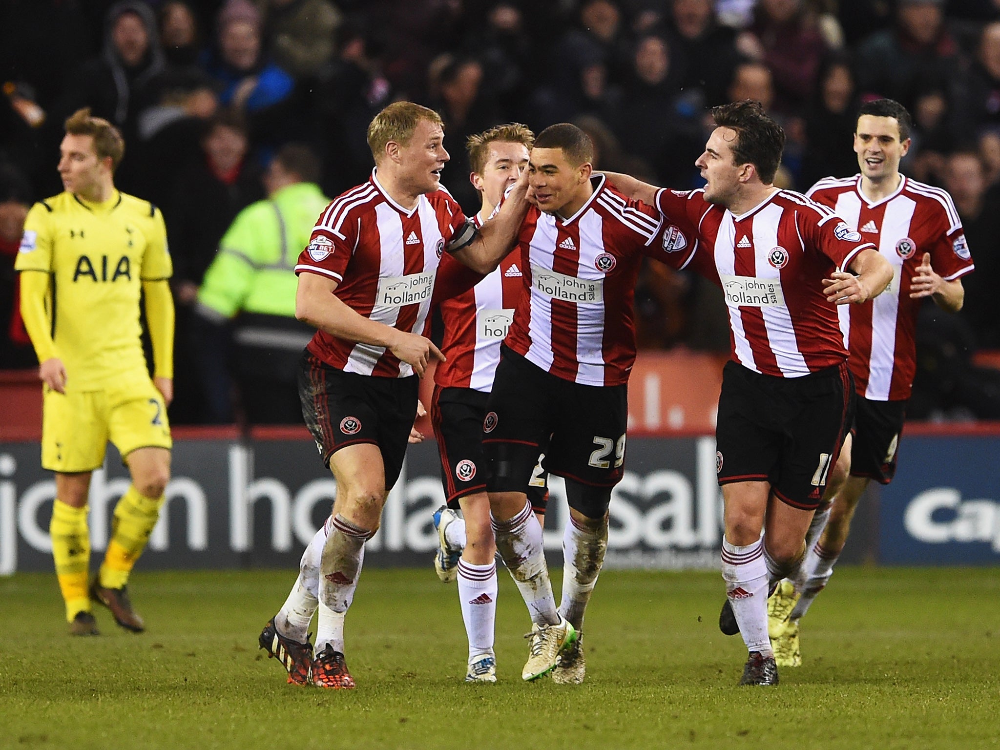 Youngster Che Adams celebrates the first of his two goals