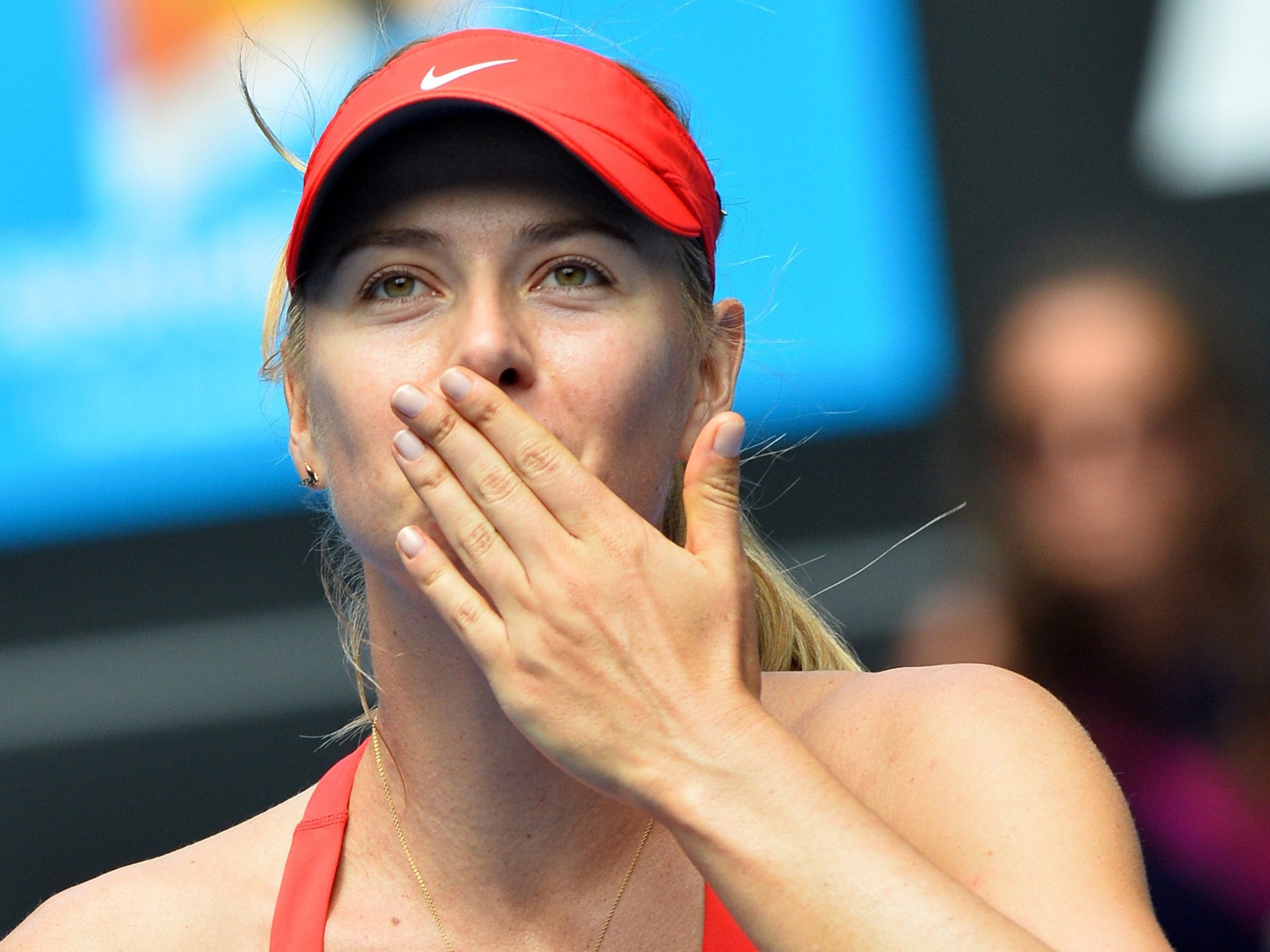 Maria Sharapova celebrates reaching the final