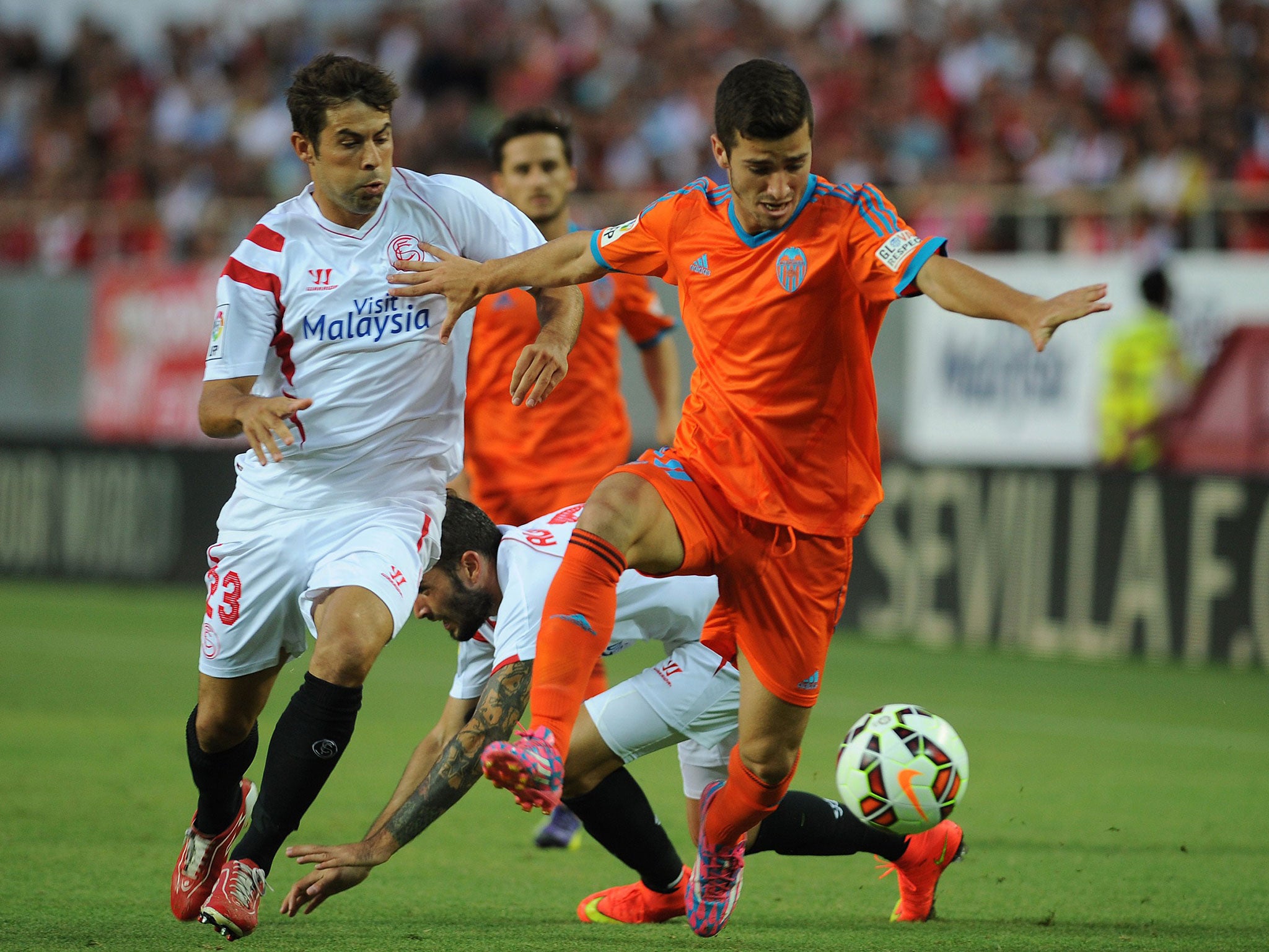 Valencia's Jose Luis Gaya (right)