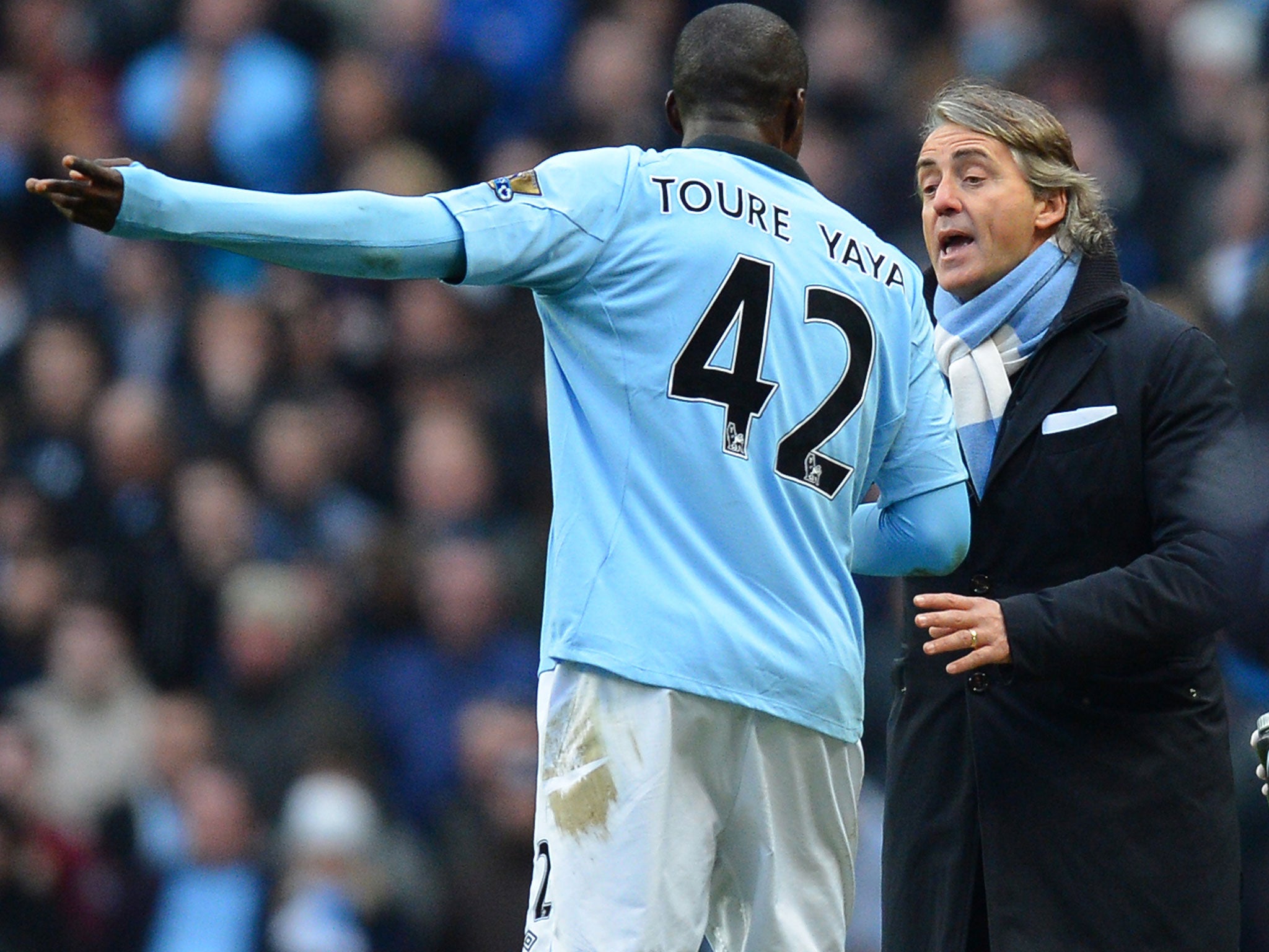 Yaya Toure and Roberto Mancini back in 2012