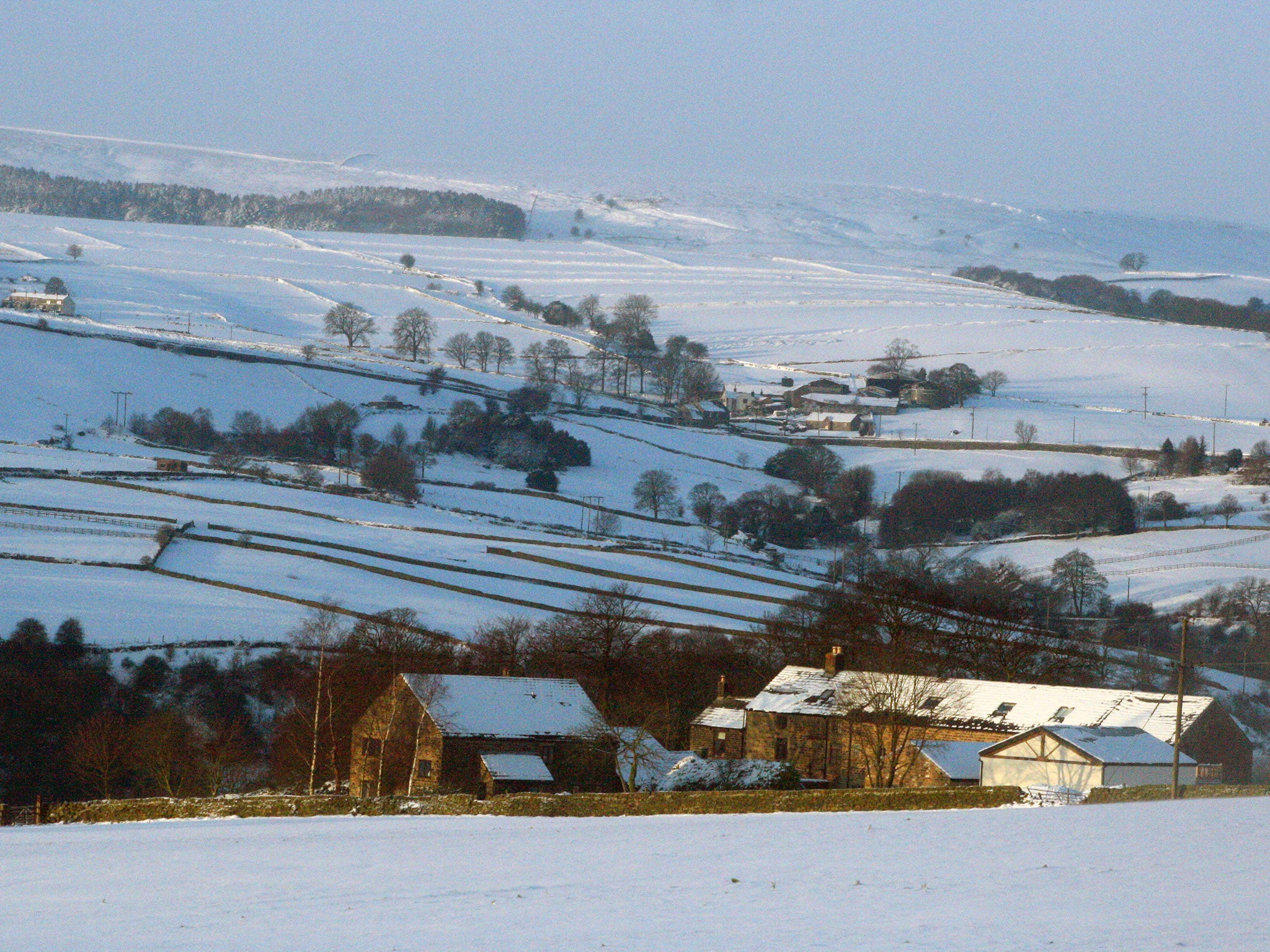 A snowy scene near Worrall, South Yorkshire