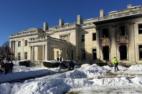 Fire has badly damaged built in 1916 by the Woolworth family