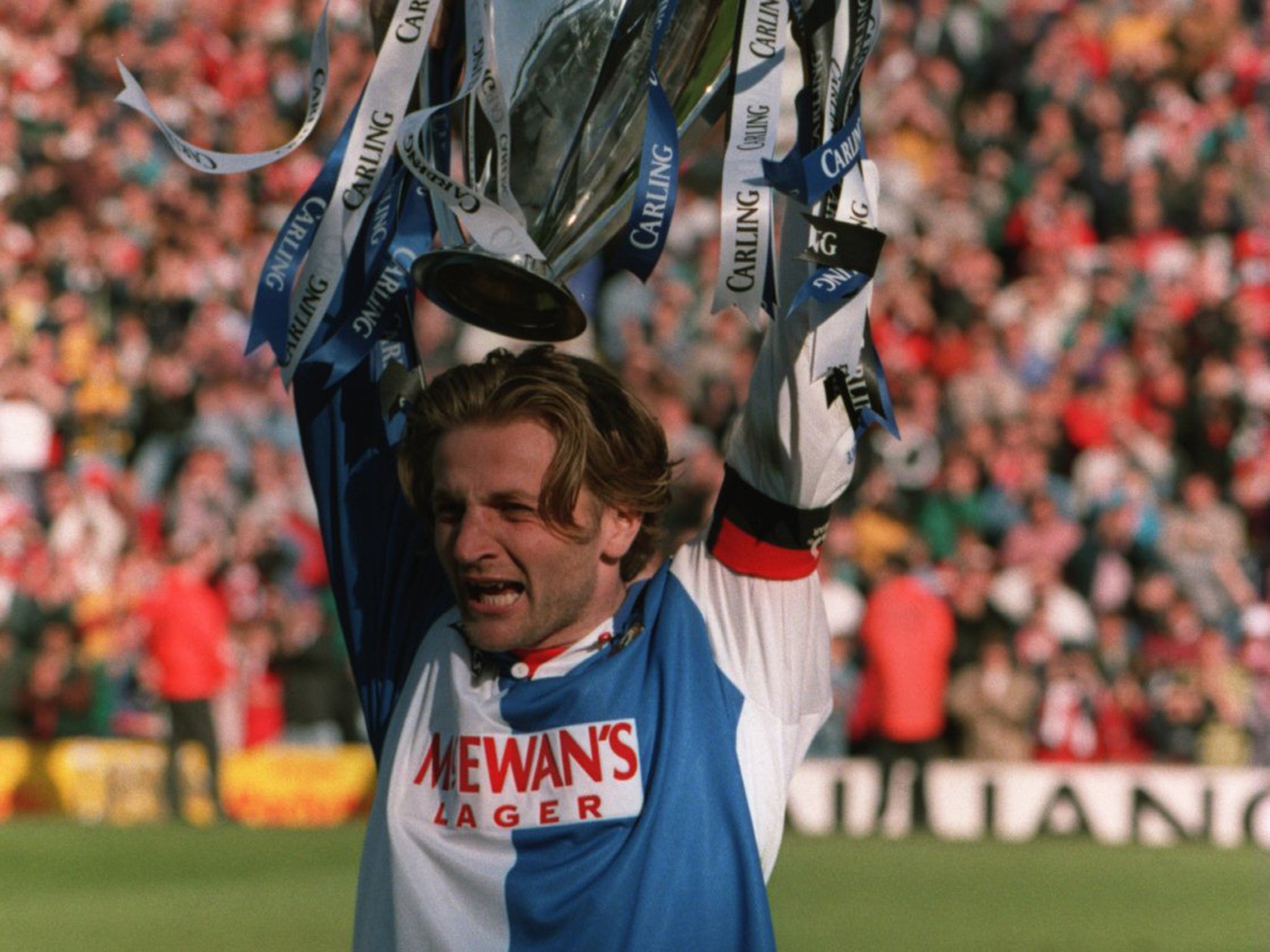 Tim Sherwood with the Premier League trophy at Blackburn