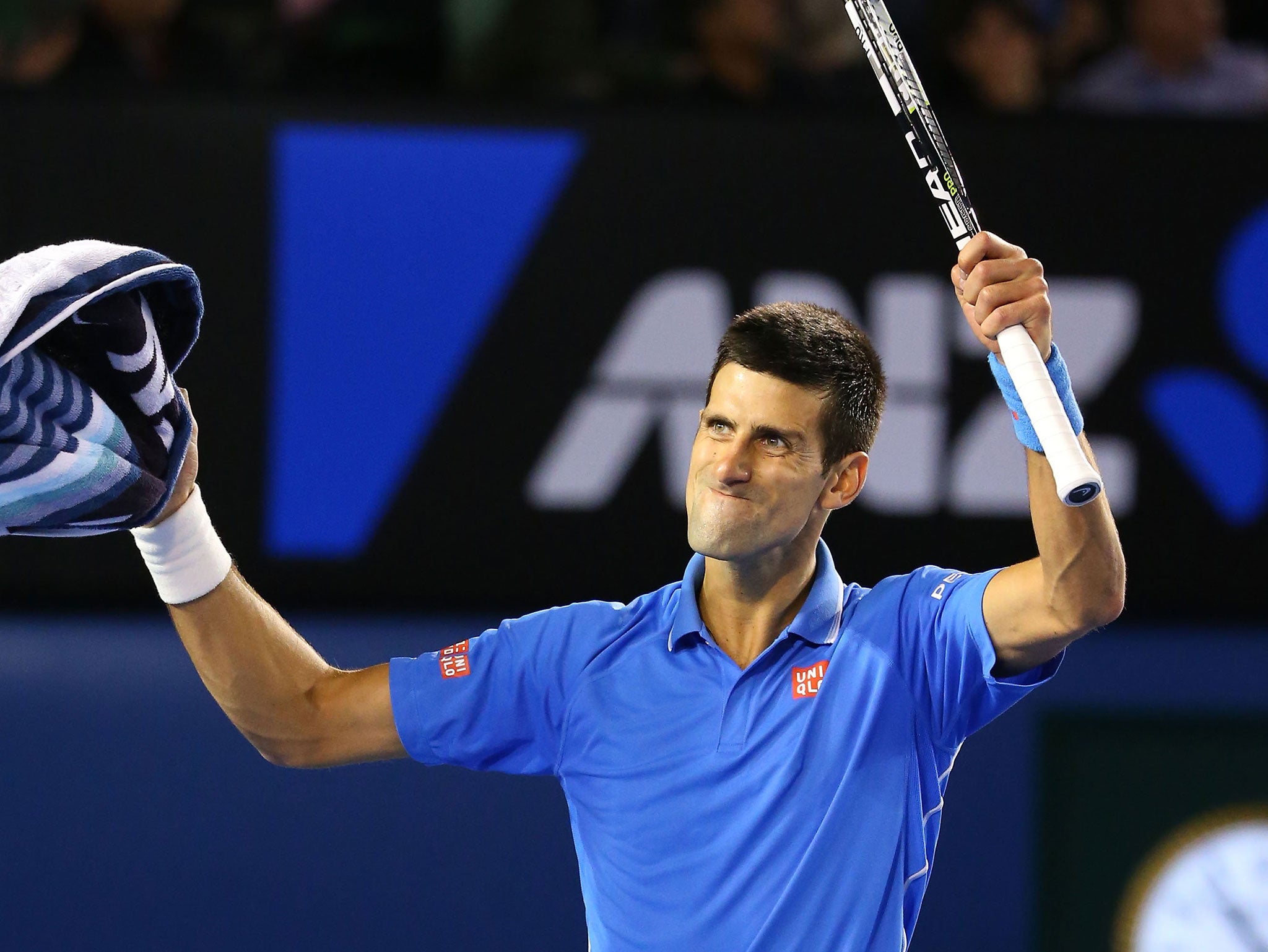 Novak Djokovic celebrates his victory