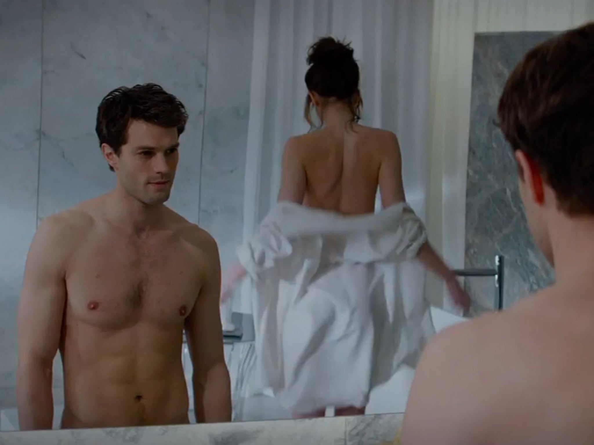 Jamie Dornan portraying Christian Grey in the film