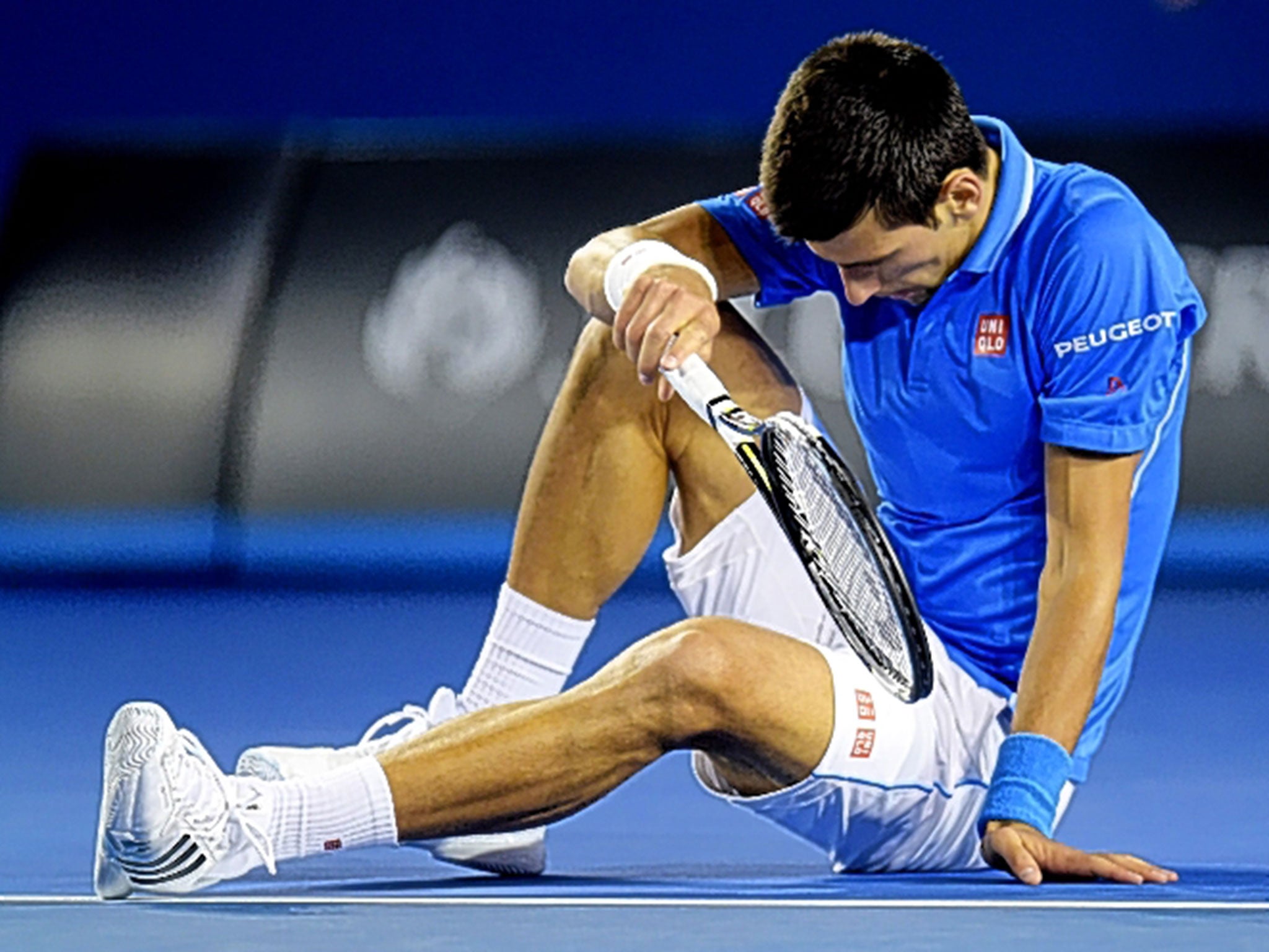 Novak Djokovic appears to struggle during the match