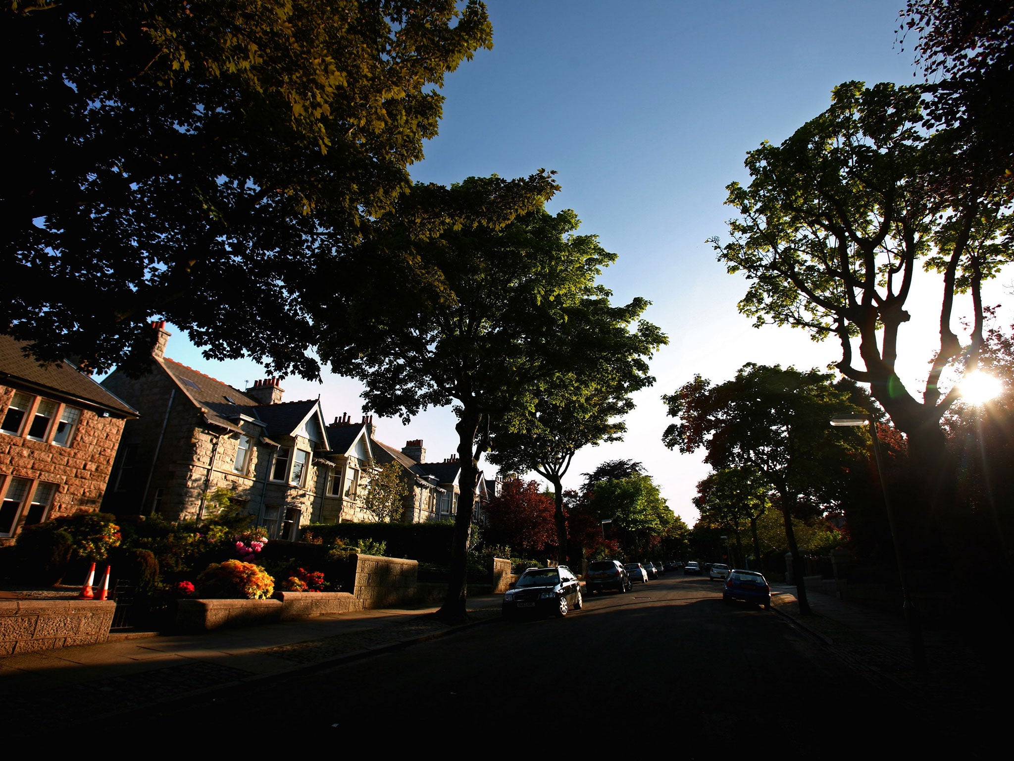 Rubislaw Den South in Aberdeen, where most houses are estimated to be worth well over £1m. Analysts fear loss of oil revenue may depress house prices