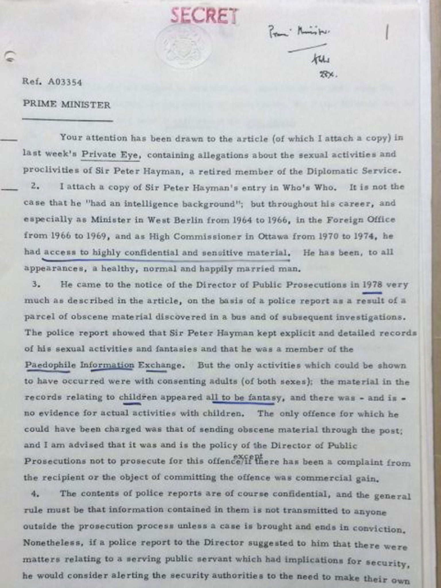 A page of the previously secret file (PA)