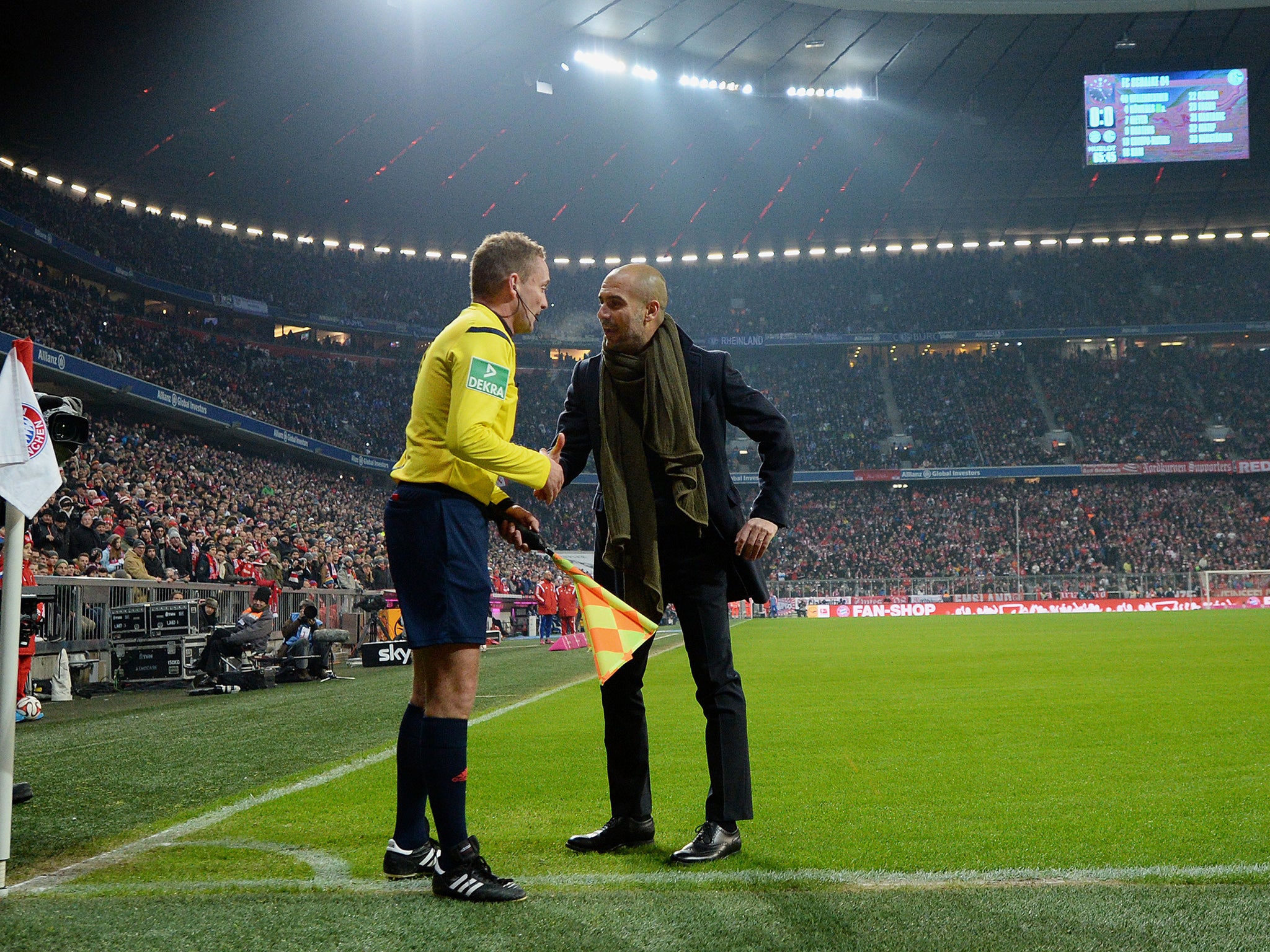 Guardiola ran all the way to the corner flag to shake the assistant's hand