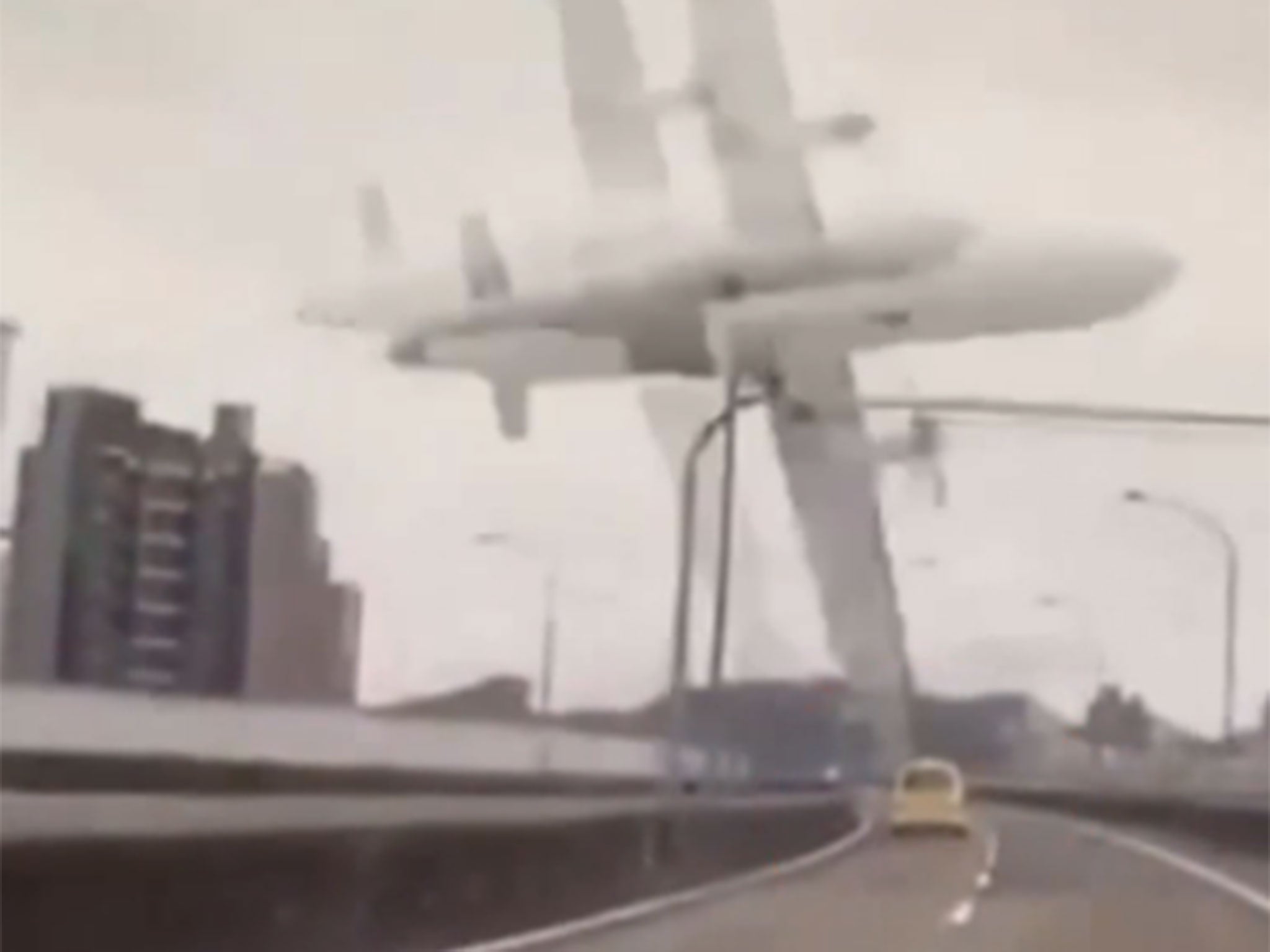 The moment the plane hit the taxi