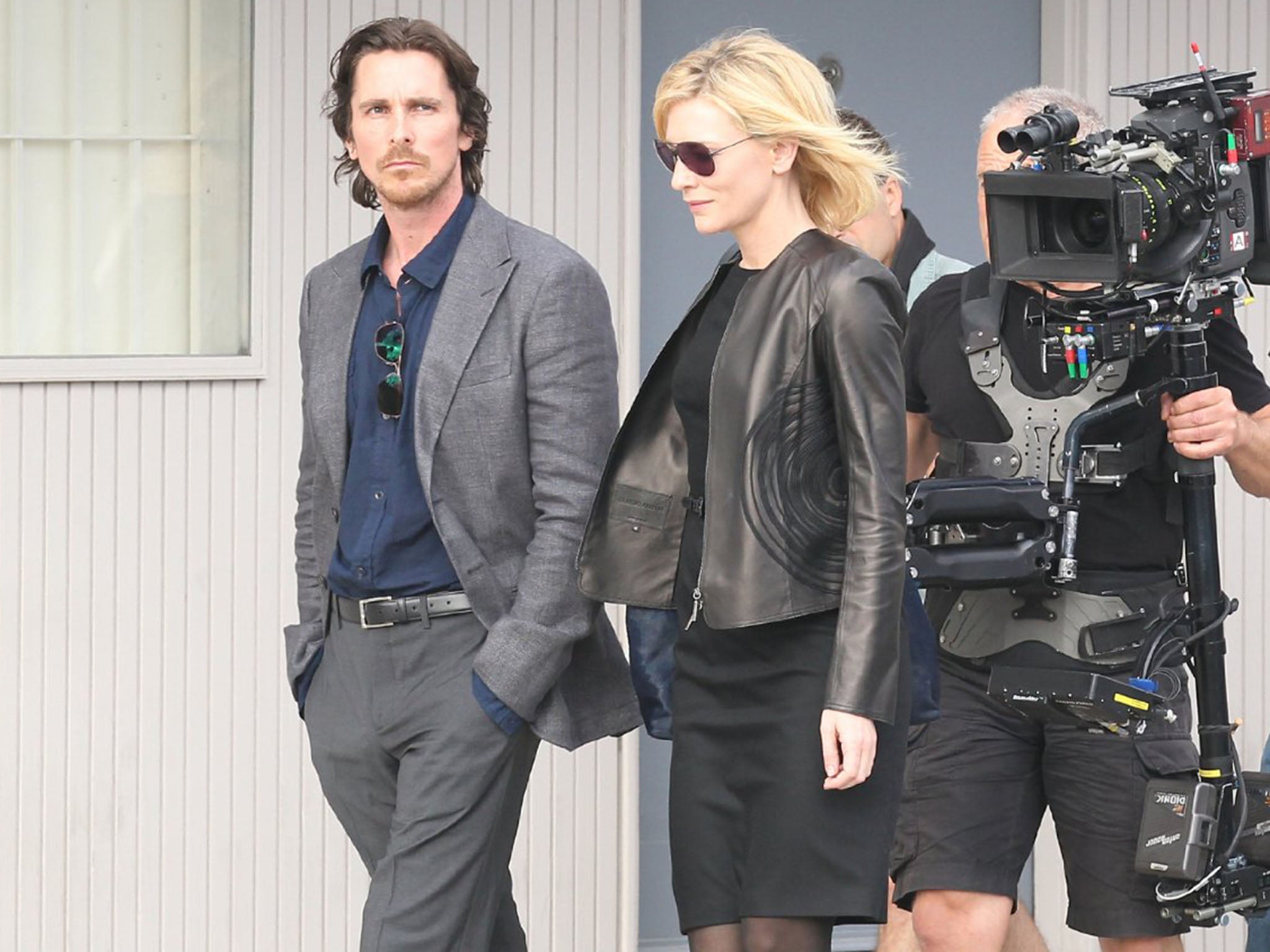 Bale and Cate Blanchett filming Malick's idiosyncratic vision