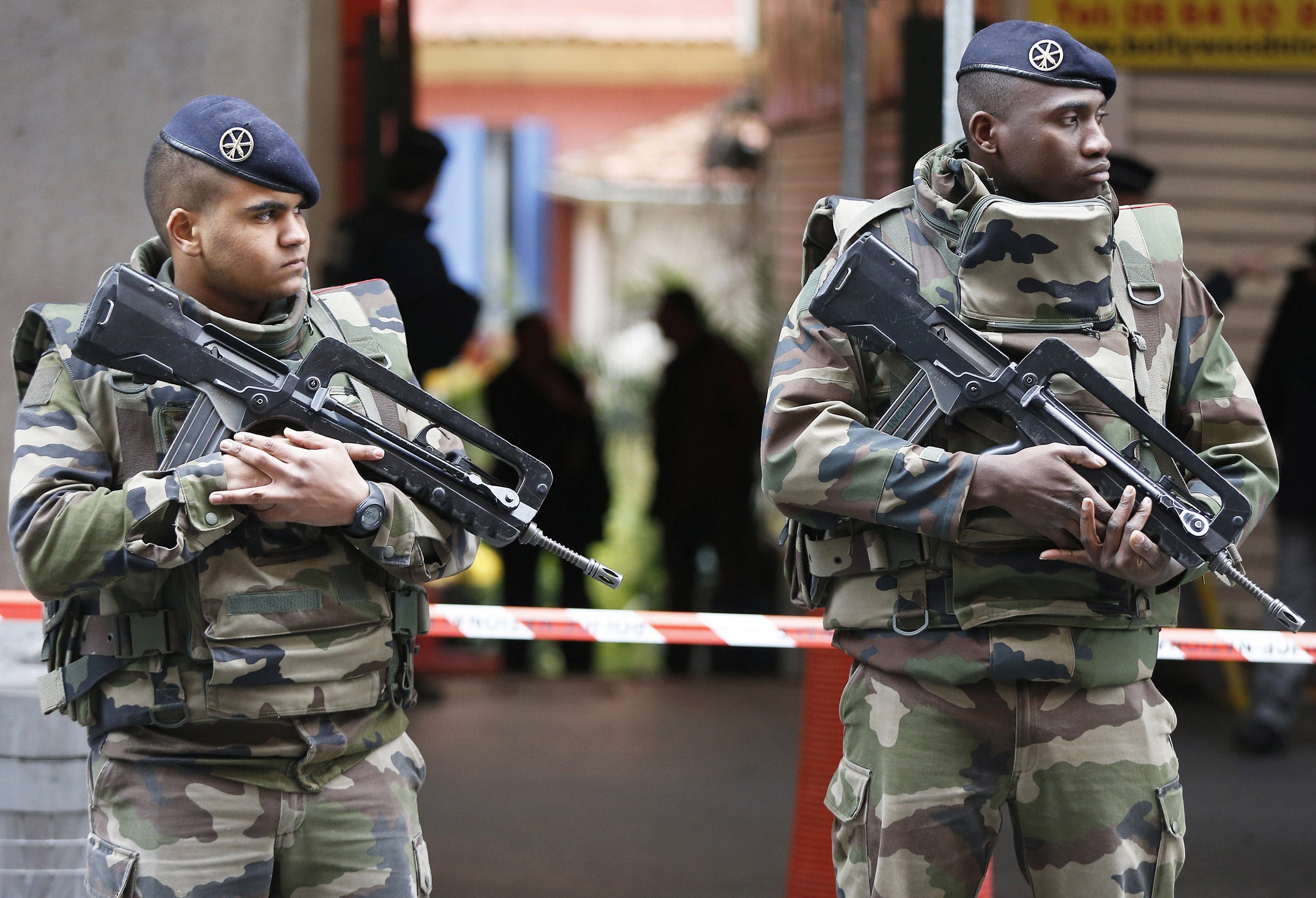 Soldiers stand guard following Tuesday's attack in Nice