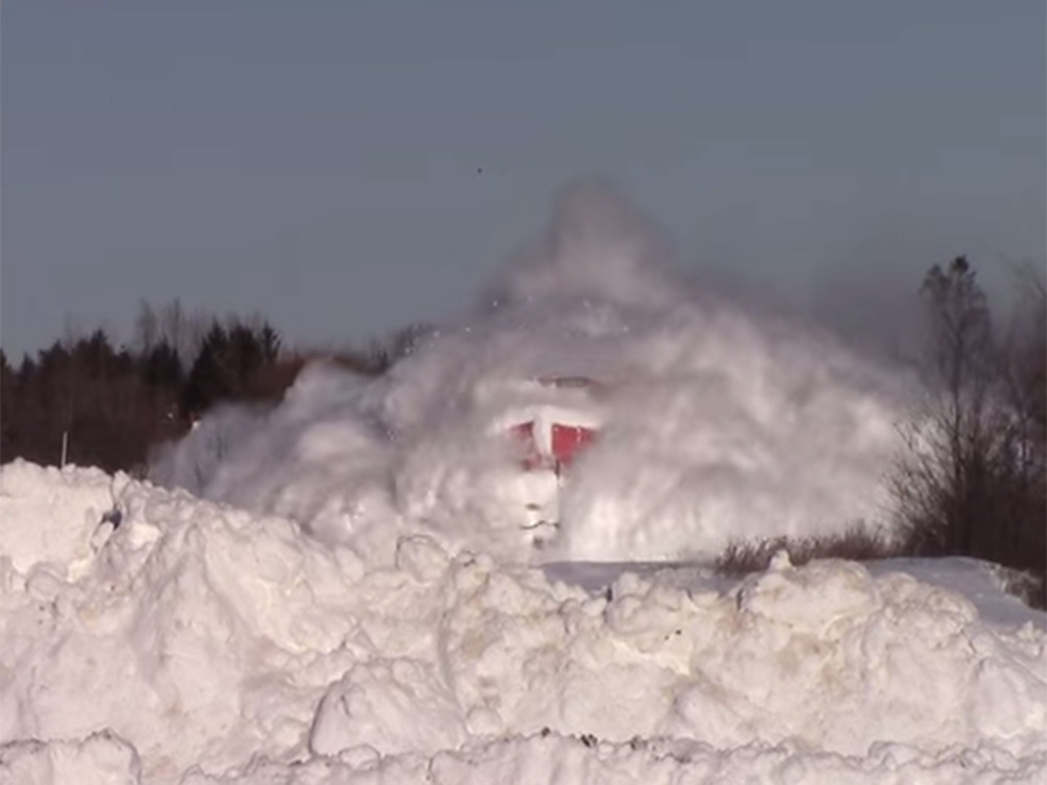 Canadian train dealing with snow