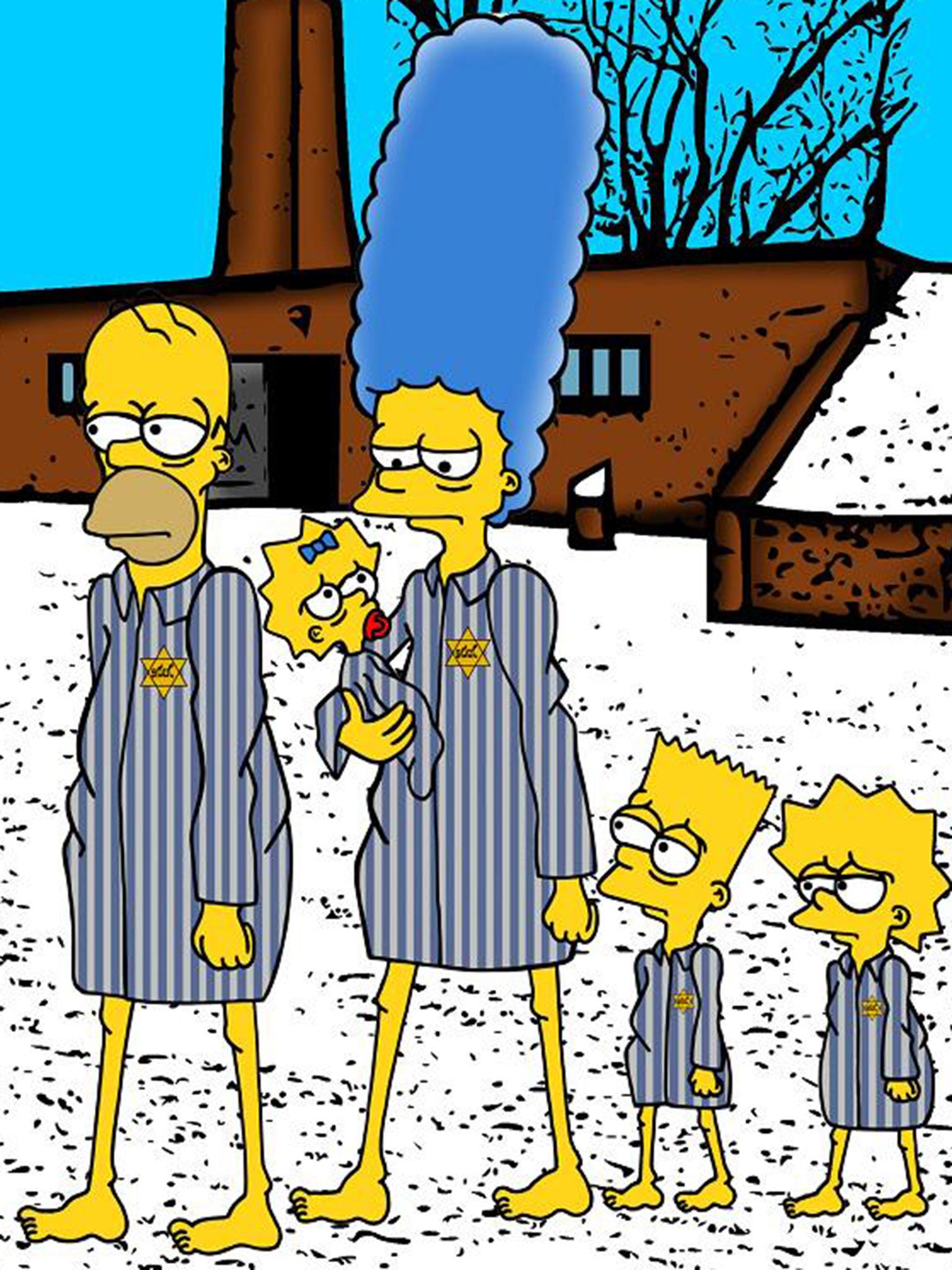 The Simpsons in Auschwitz death camp (Pic: aleXsandro Palombo)