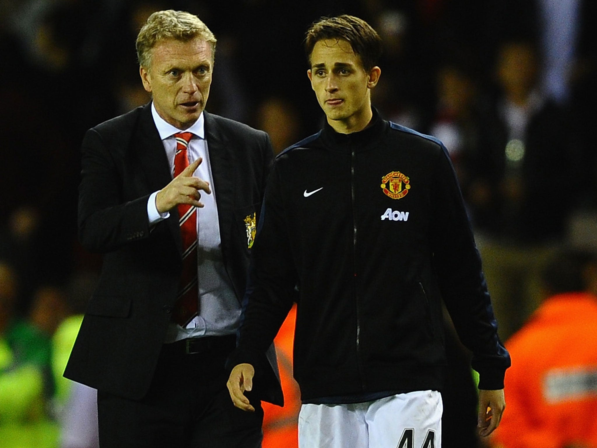 David Moyes speaks with Adnan Januzaj