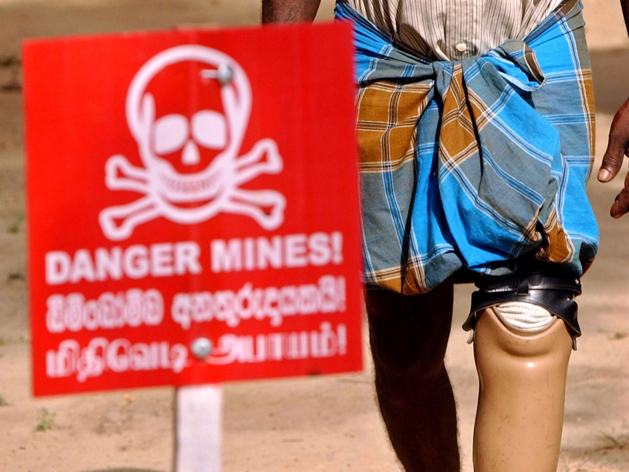 Veneer of civilised life: landmines in the war-ravaged town of Chavakachcheri, Sri Lanka