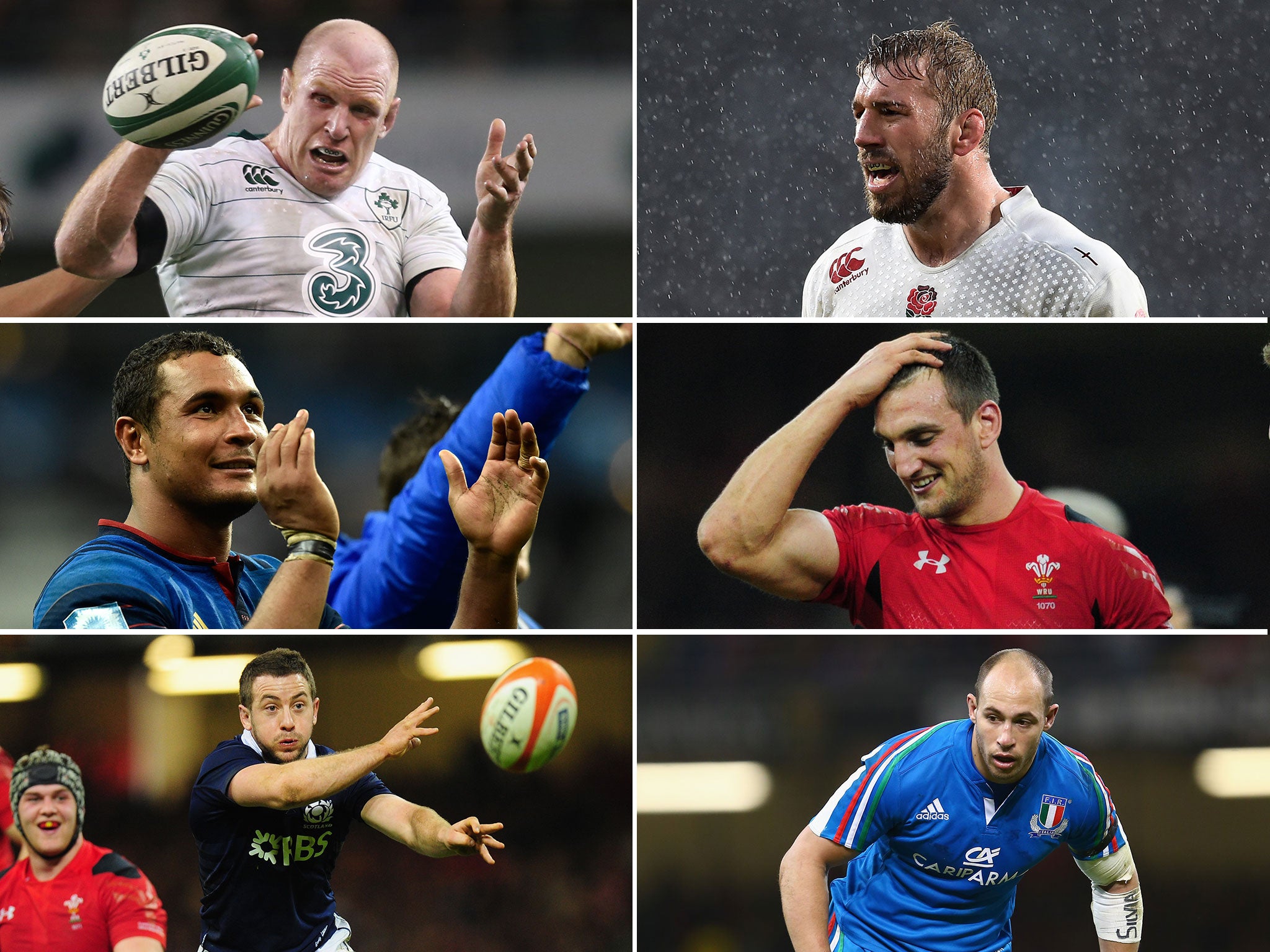 Paul O'Connell, Chris Robshaw, Thierry Dusautoir, Sam Warburton, Greig Laidlaw and Sergio Parisse