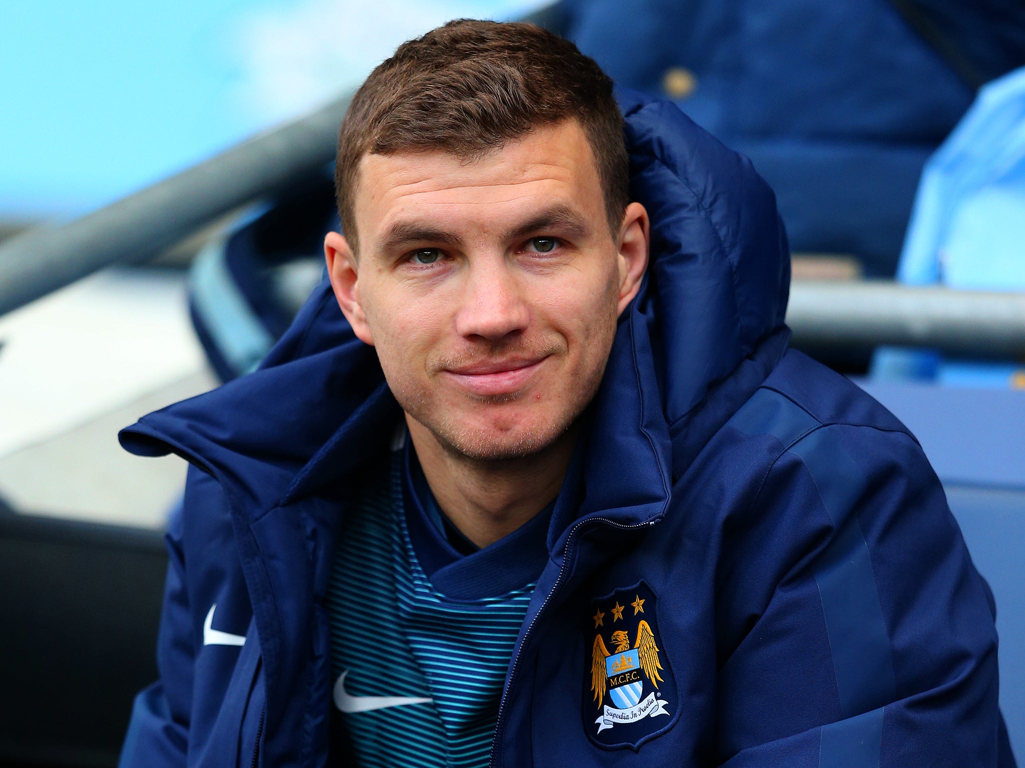 Edin Dzeko on the bench for Manchester City