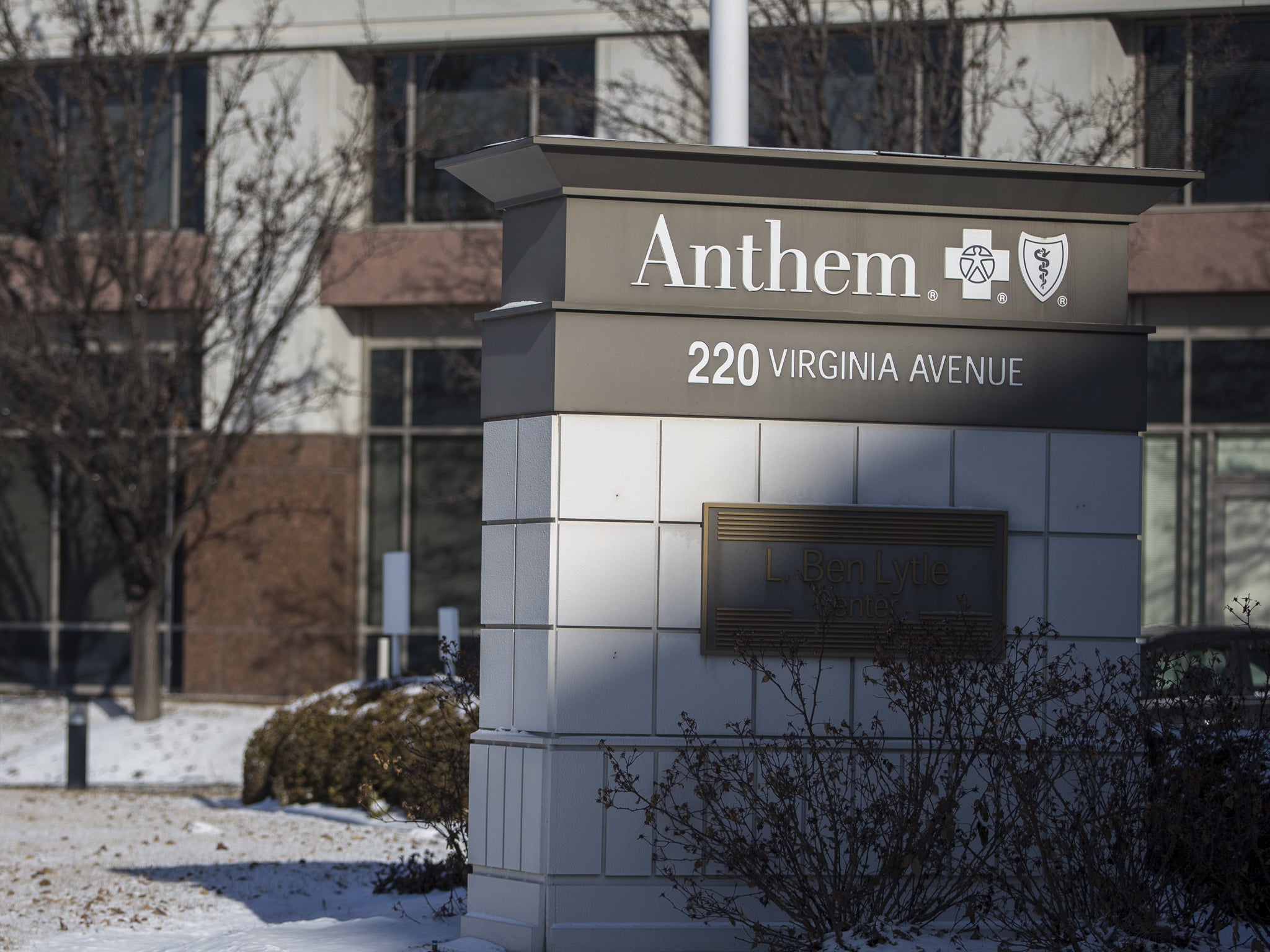 Outside an Anthem health insurance facility, which announced this week that records of 8 million customers and members of staff had been stolen