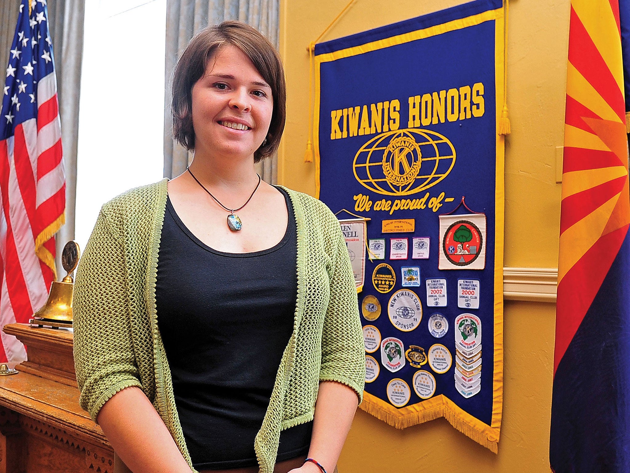 Kayla Mueller is shown after speaking to a group in Prescott, Ariz in May, 2013