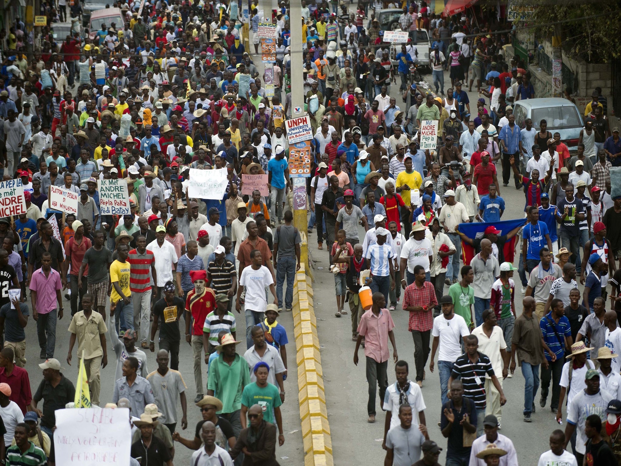 Anti-government protesters in Haiti are angered over delayed election and high fuel prices