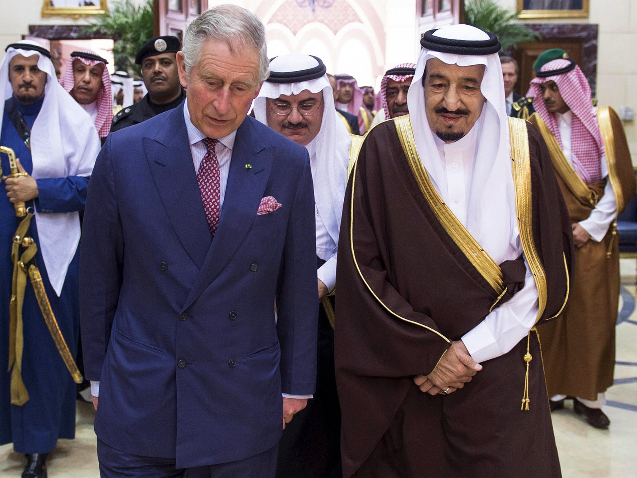 Prince Charles with Saudi King Salman at Al Ergah Palace