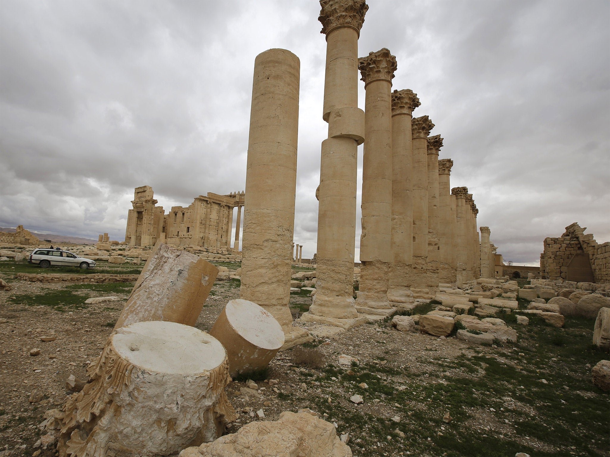 The Temple of Baal at Palmyra has been damaged byartillery fire (Getty)