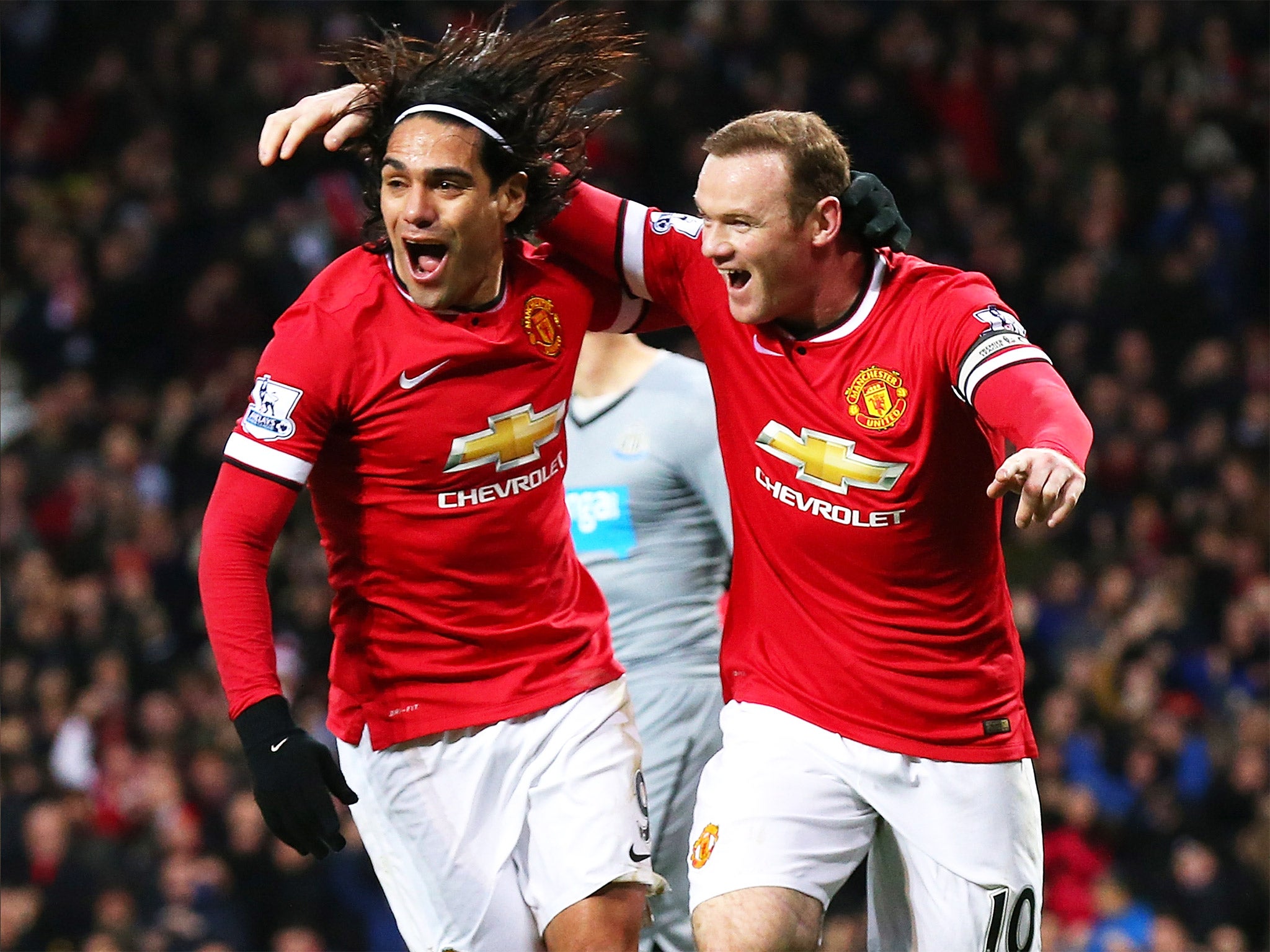 Mismatch: stars such as United’s Falcao (left) and Wayne Rooney earn six-figure weekly sums while others go short