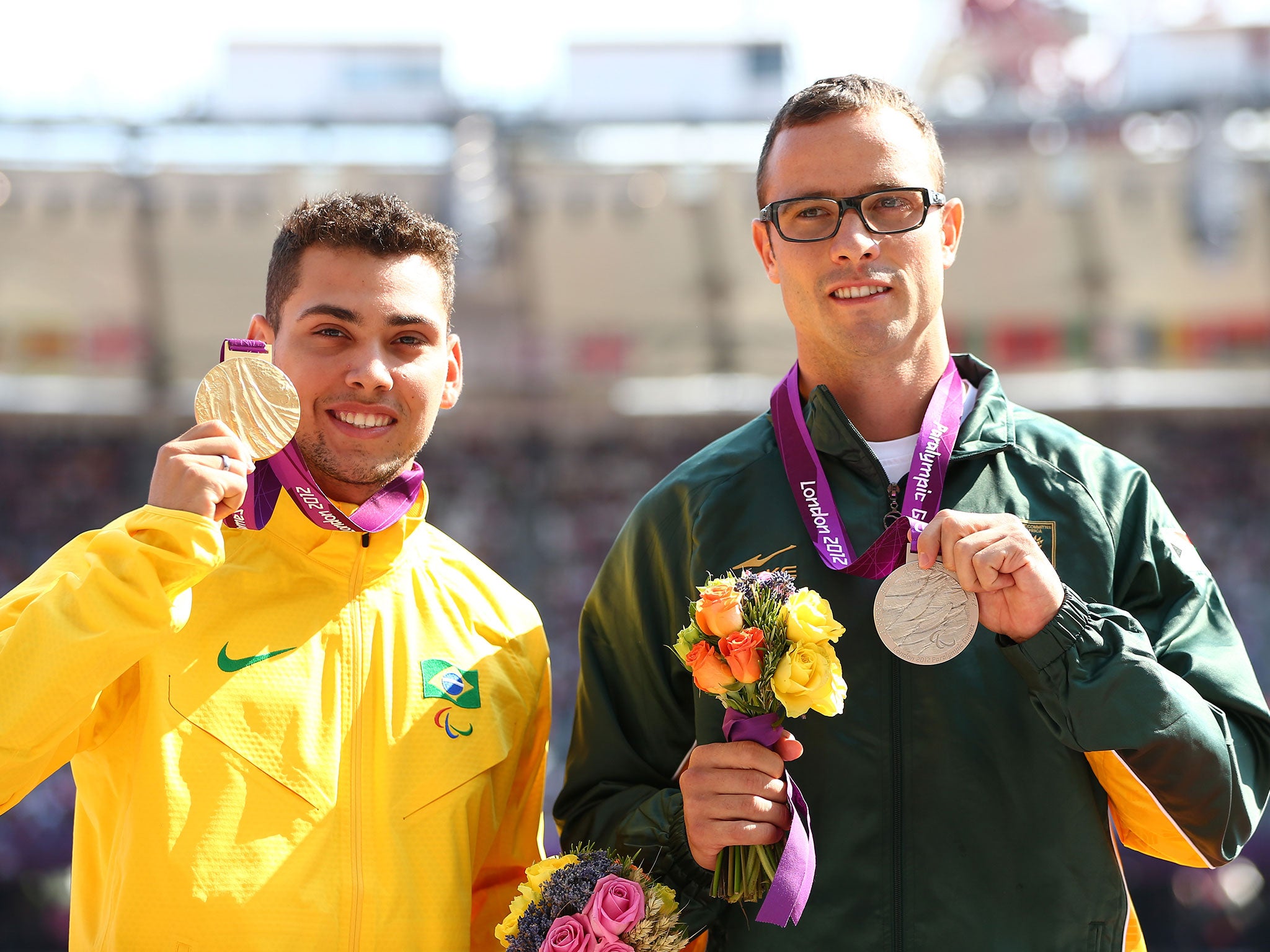 Alan Oliveira and Oscar Pistorius at the 2012 London Paralympics